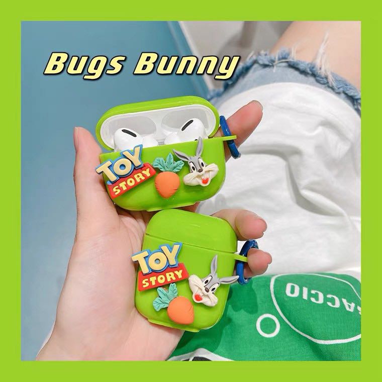 ♥ เคส Airpods : Bug Bunny 💚 ยางสีเขียว+พวงกุญแจ ( พร้อมส่ง รุ่น 1,2,PRO )
