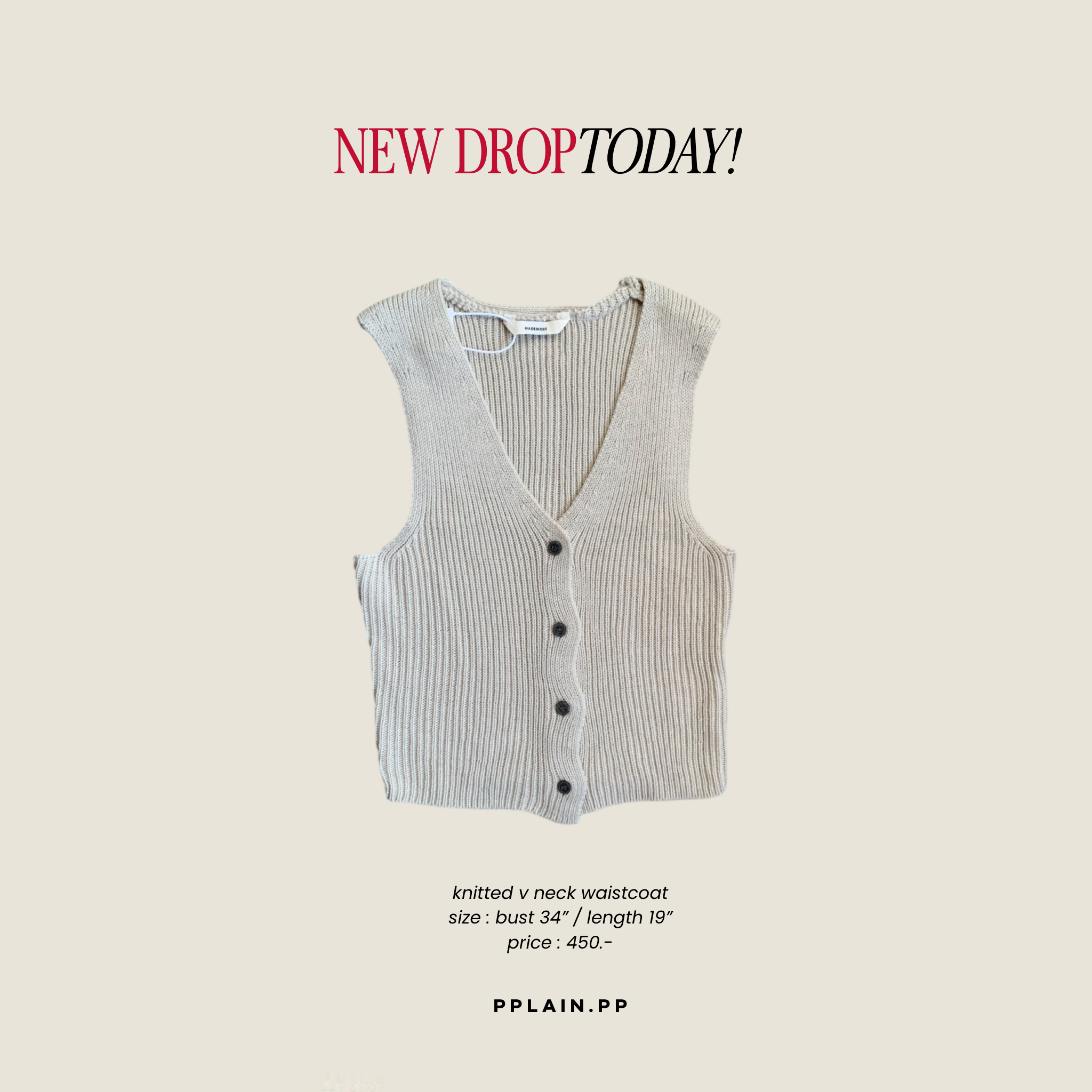 Knitted v neck waistcoat