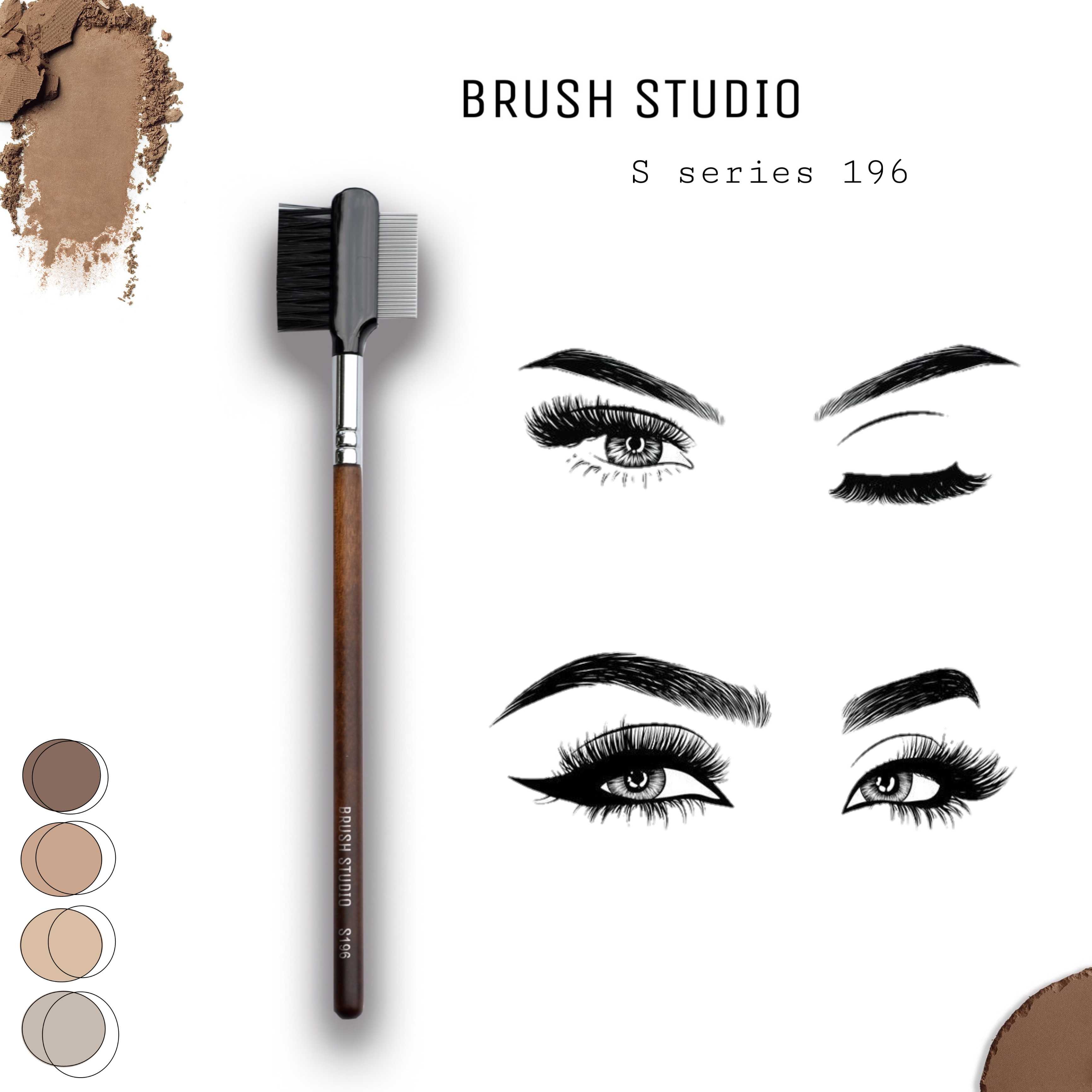 BRUSH STUDIO S Series 196 : Lash Brow Dual Brush แปรงหวีคิ้วและขนตา