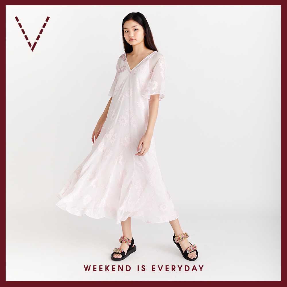 VICK'S Short Sleeve Flounce Dress เดรสแขนสั้น กระโปรงบาน