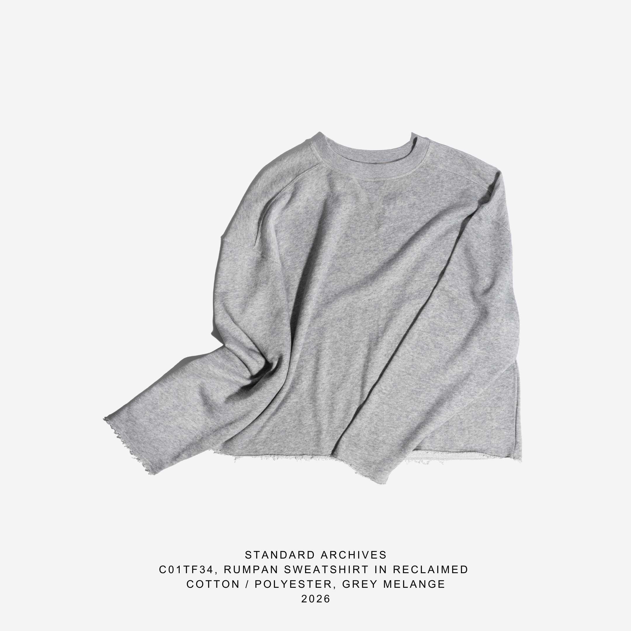 C01TF34,RUMPAN SWEATSHIRT IN RECLAIMED COTTON / POLYESTER,GREY MELANGE