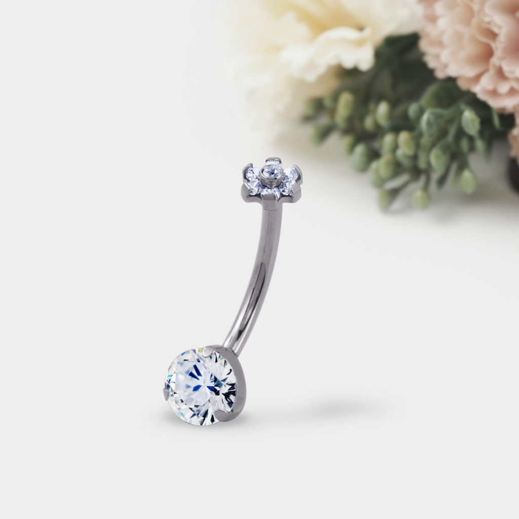PiercingRoom by jay จิวสะดือ Small Flower CZ Titanium G23 เกรดการแพทย์ (ราคาต่อชิ้น)
