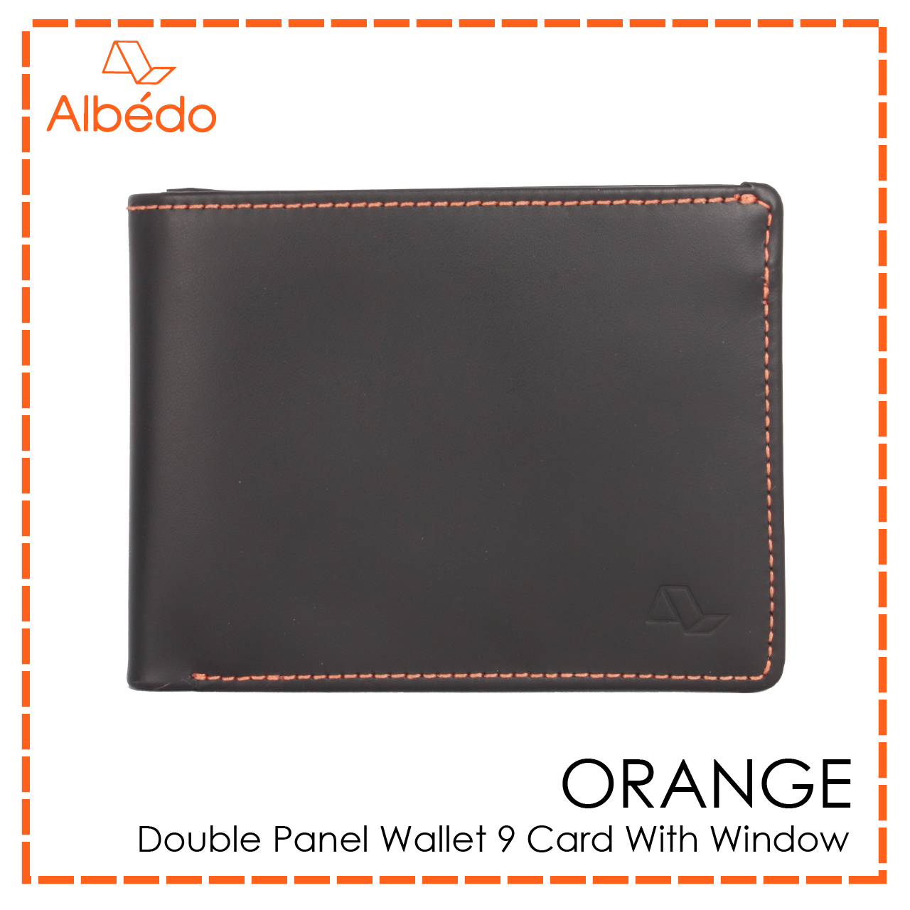 ORANGE  DOUBLE PANEL WALLET 9 CARD WITH WINDOW-OR00599