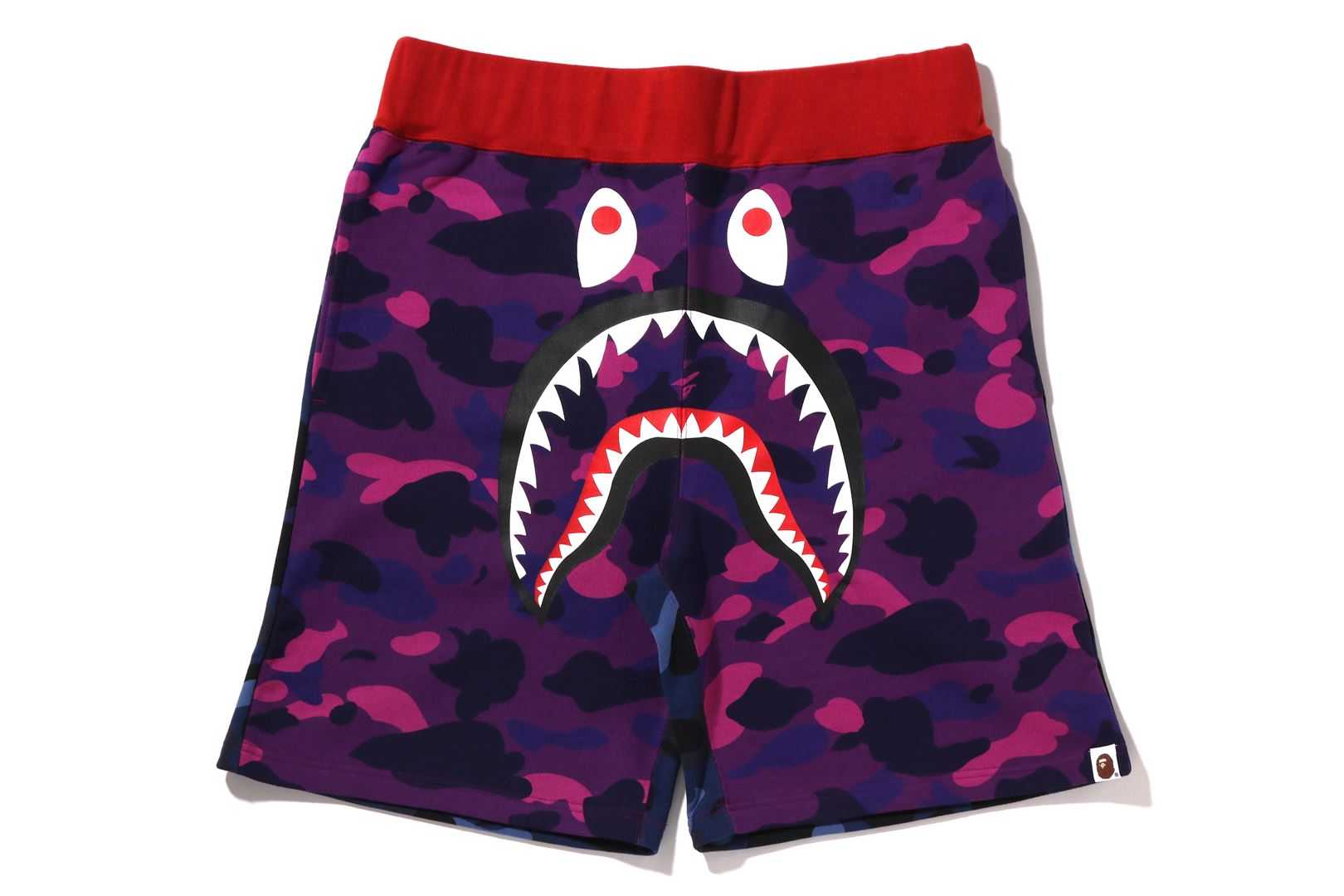 Bape Crazy Camo Shark Sweat Shorts Purple