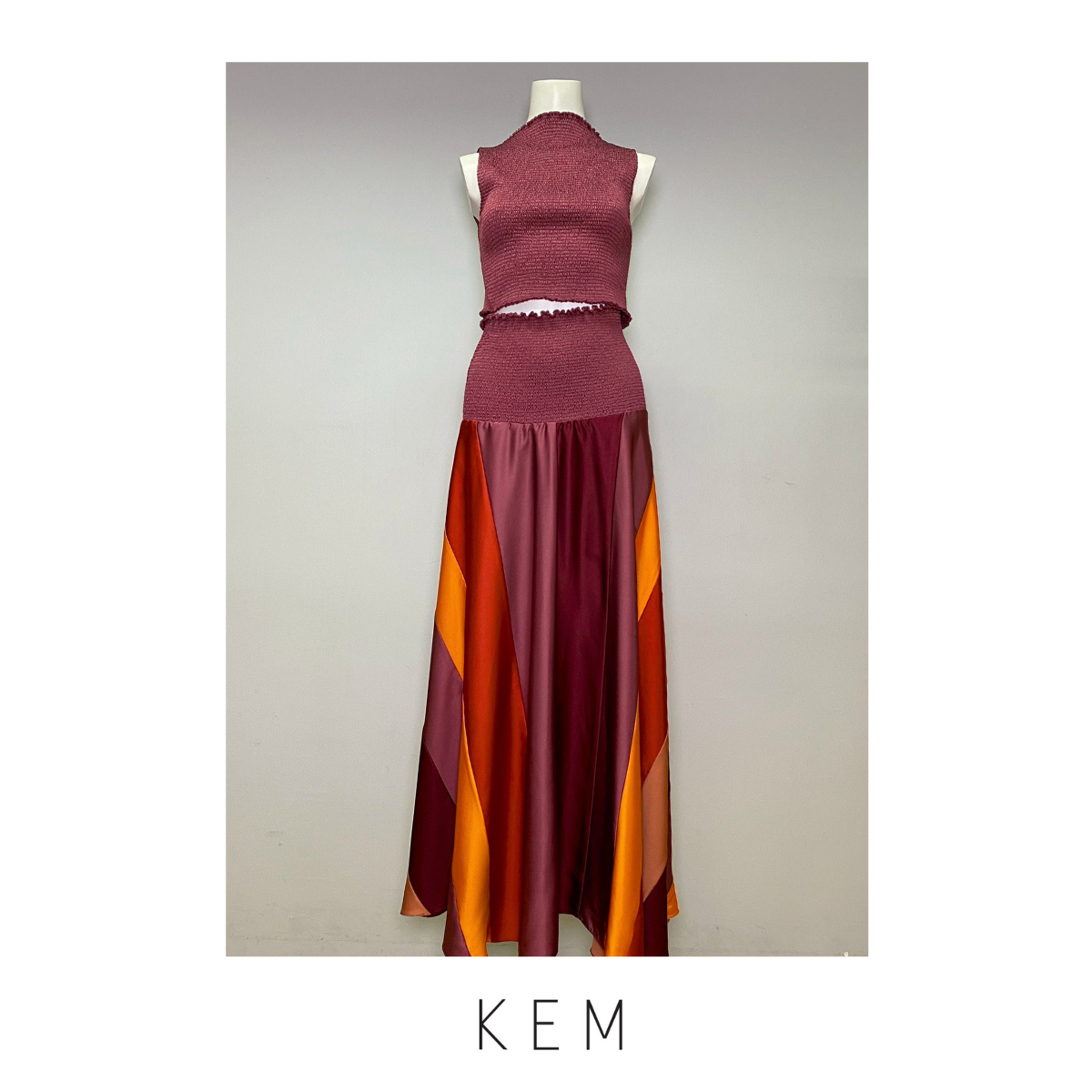 Wela Set (Square smock top & Smock Skirt) - Maroon