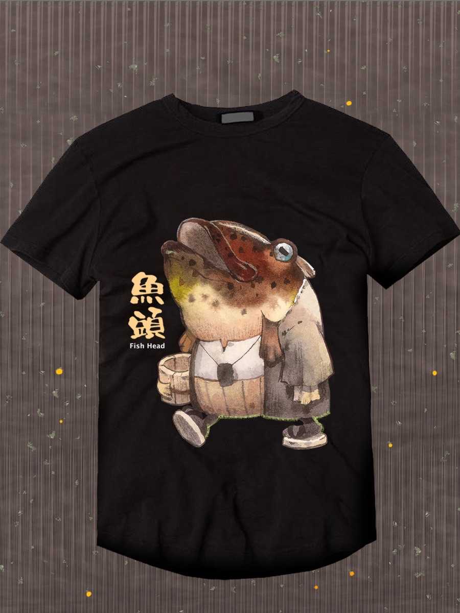 เสื้อลายคุณลุงปลาเก๋า ⚫️ เสื้อสีดำ Collection 'FishHead'