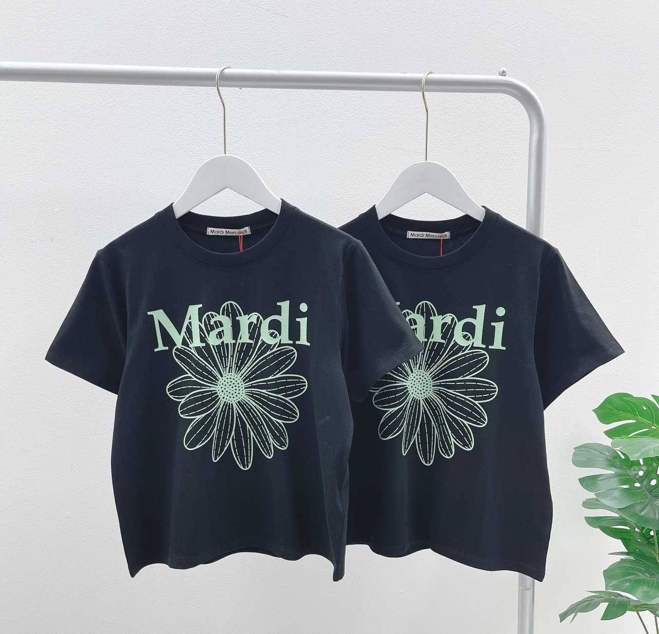 Mardi SLIM TSHIRT FLOWERMARDI_BLACK MINT