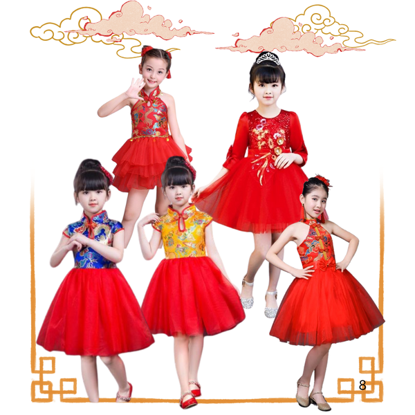 ชุดจีน กี่เพ้า เดรสกระดุมหน้า เปิดไหล่ สีแดง