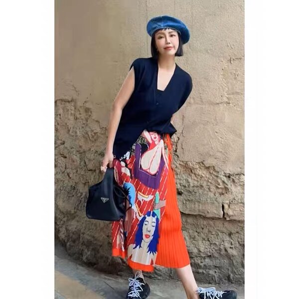 2MUAY PLEAT กระโปรงผู้หญิง กระโปรงพลีทคุณภาพ รุ่น CX90155 FREE SIZE PRINTED WRAP PLEAT SKIRT