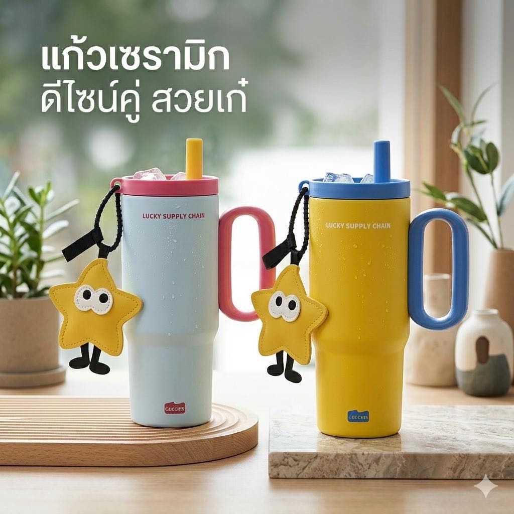 GUCGRES แก้วเก็บความเย็นและความร้อน สแตนเลสเกรด 316 เคลือบเซรามิกด้านใน ลดกลิ่นเหล็ก