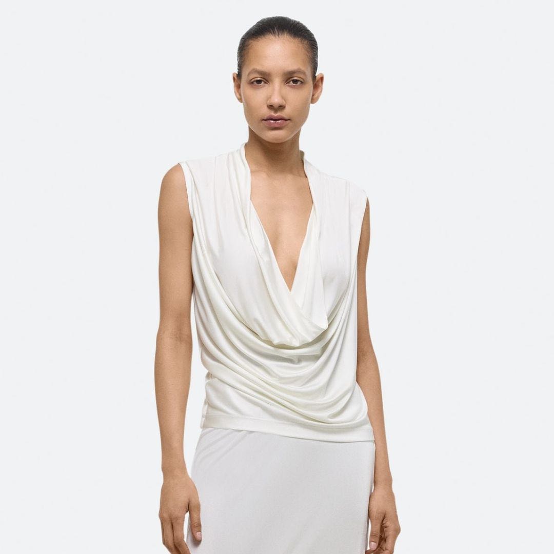 SALE Helmut Lang SLEEVELESS COWL TOP - CREME