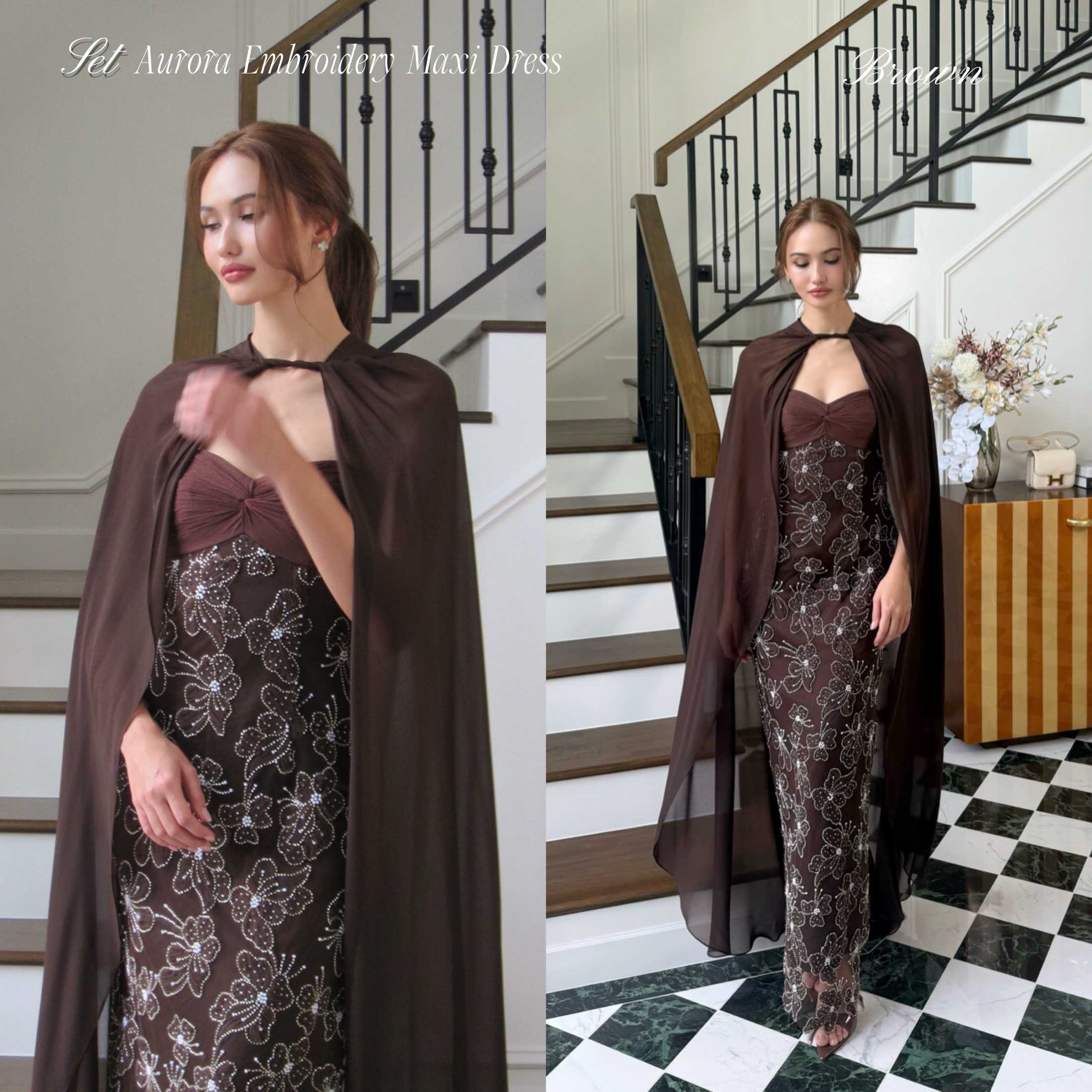 Aurora Embroidered Maxi dress  (Pre 3-5 days)ระบุวันใช้งานได้ค่ะ