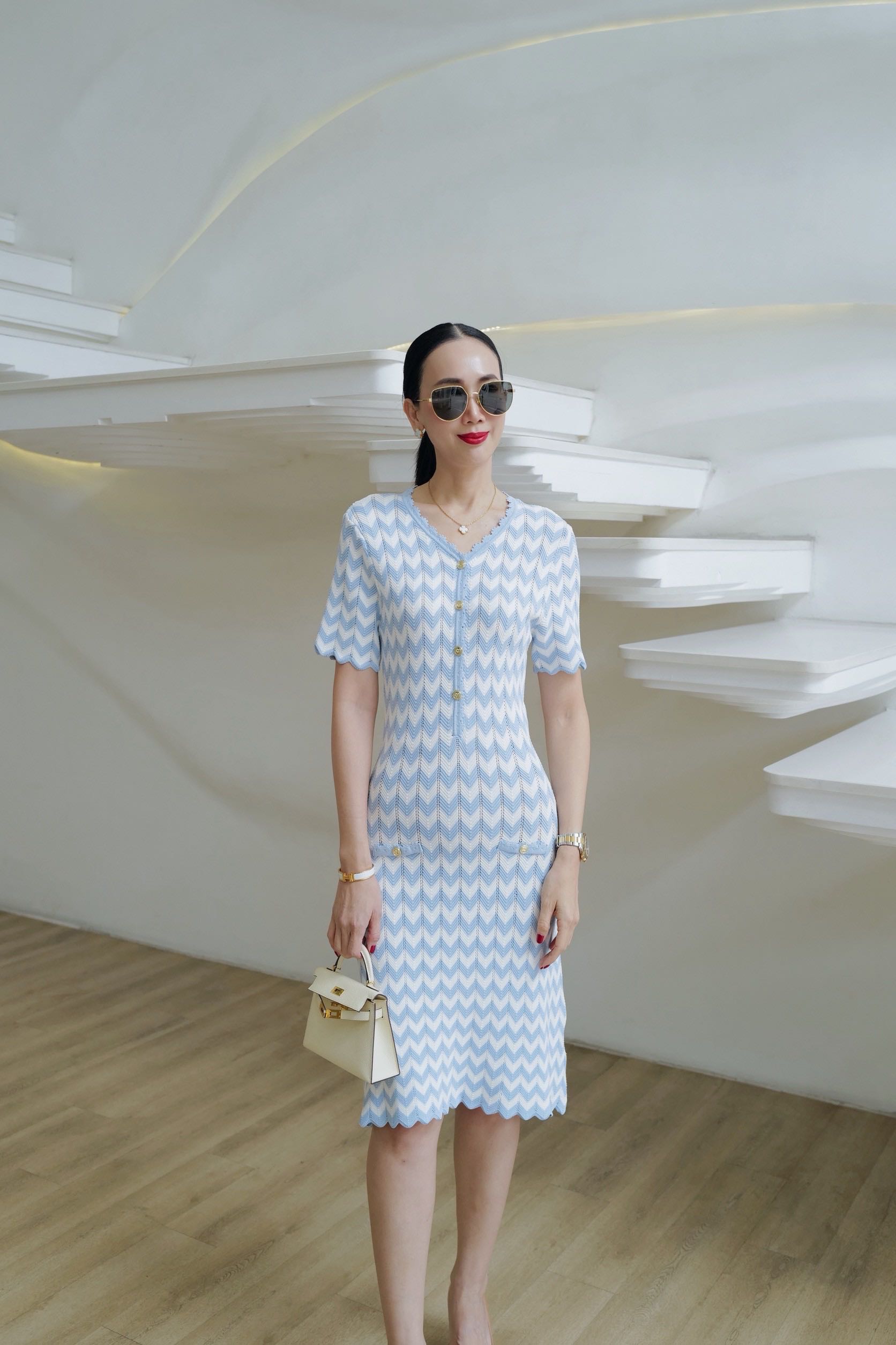 📌พร้อมส่ง…BLUE -WHITE DRESS KNIT 🧶 