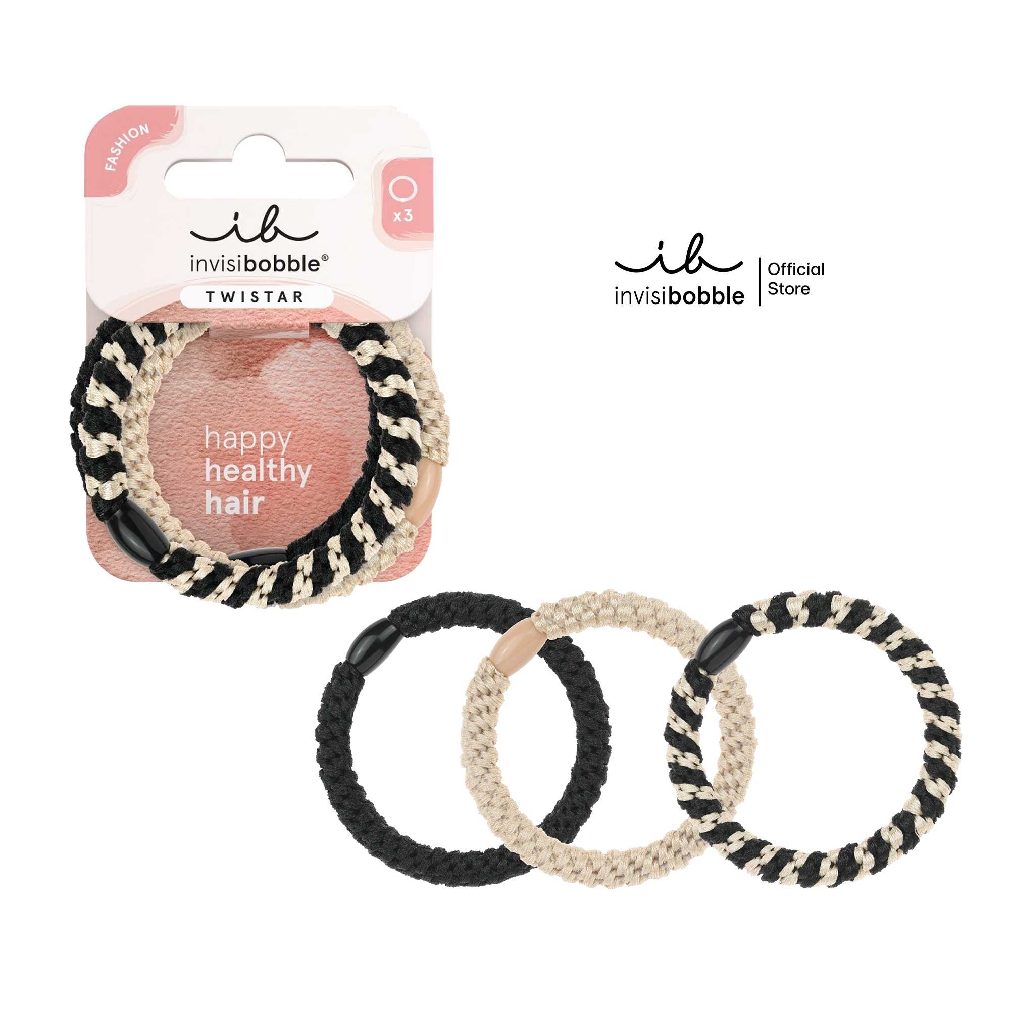 invisibobble ยางรัดผม ถนอมเส้นผม รุ่น TWISTAR สี Classical Braids (1 กล่องบรรจุ 3 ชิ้น)