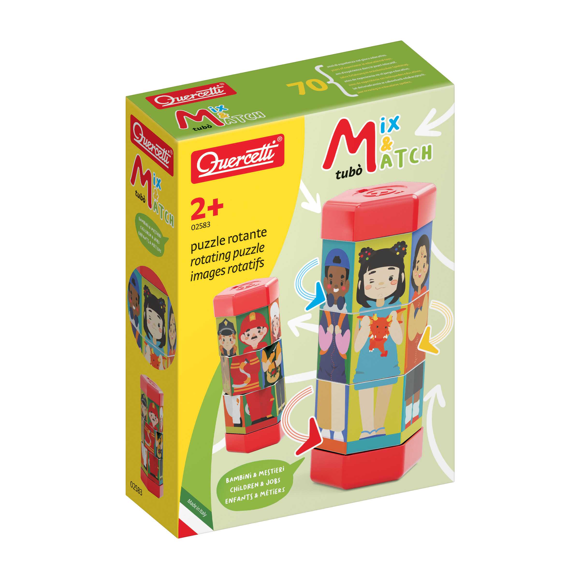 Quercetti Tubò Mix & Match - Children & jobs กระบอกพัซเซิลหมุนรูปเด็กและอาชีพ