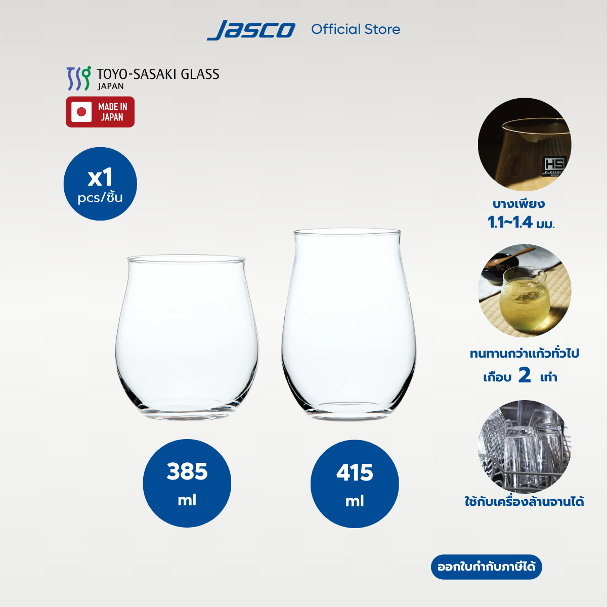 Toyo-Sasaki แก้วน้ำ Tulip tumbler, Fino (ราคาต่อ 1 ชิ้น) #TMB-I