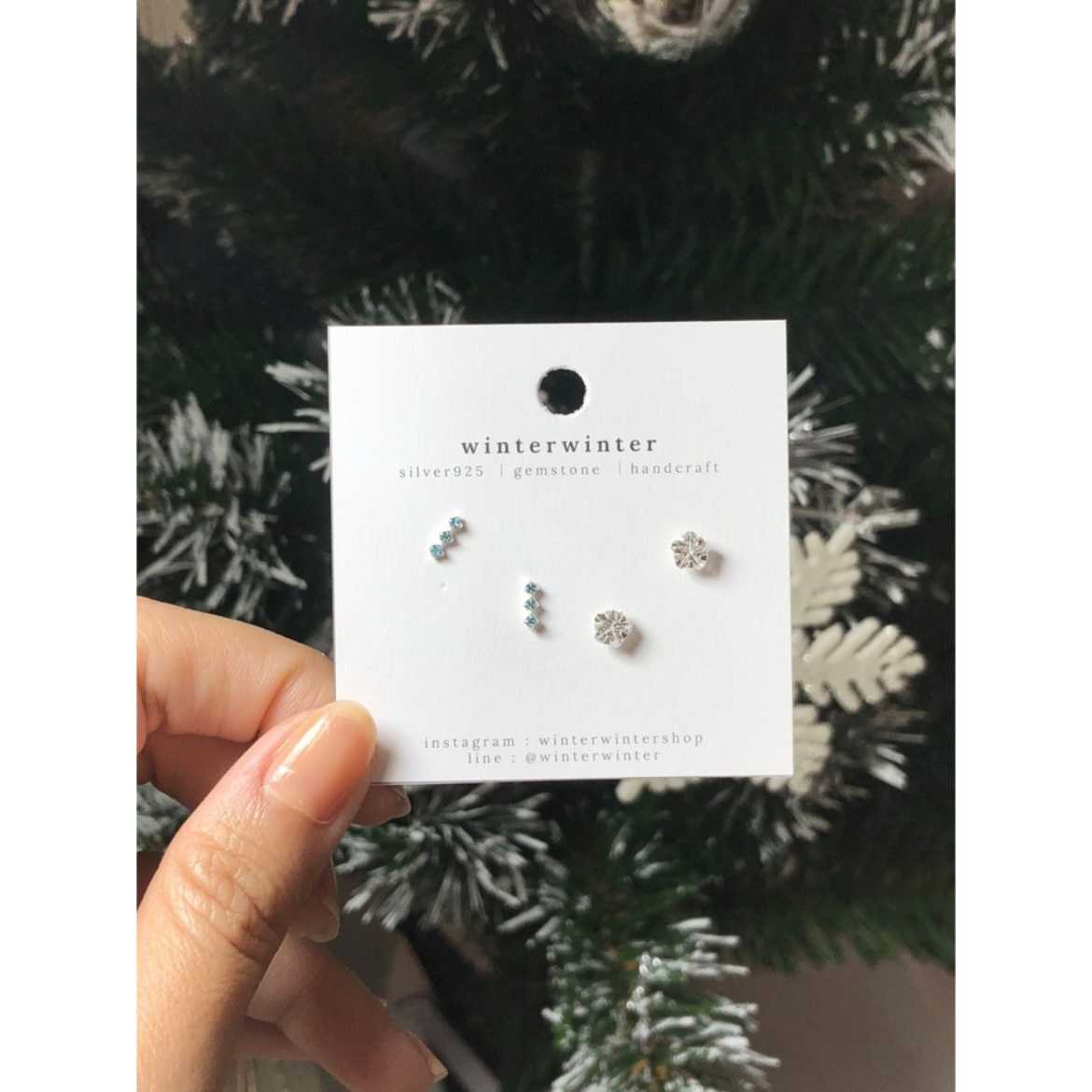 Winterwinter Jewelry Silver925 : ต่างหูเงินแท้ เซ็ตน่ารักมากๆ สามารถใส่ติดหูได้เลย