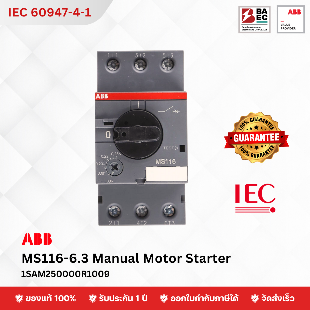 ABB MS116-6.3 Manual Motor Starter