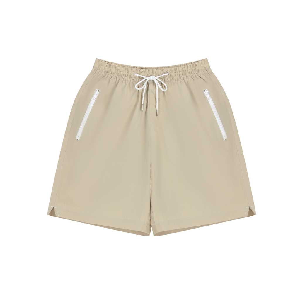 H.035 - Men Nylon Zip Shorts - Beige