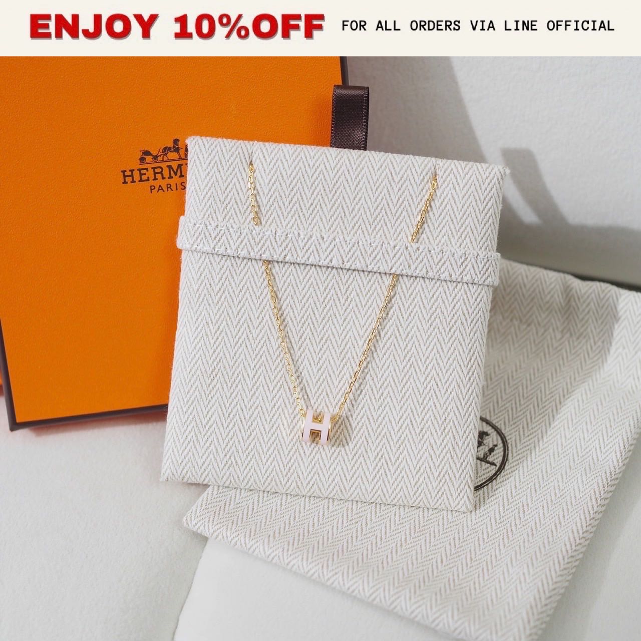 NEW! HERMES Mini Pop H Pendant สี Rose Dragge GHW | ACC