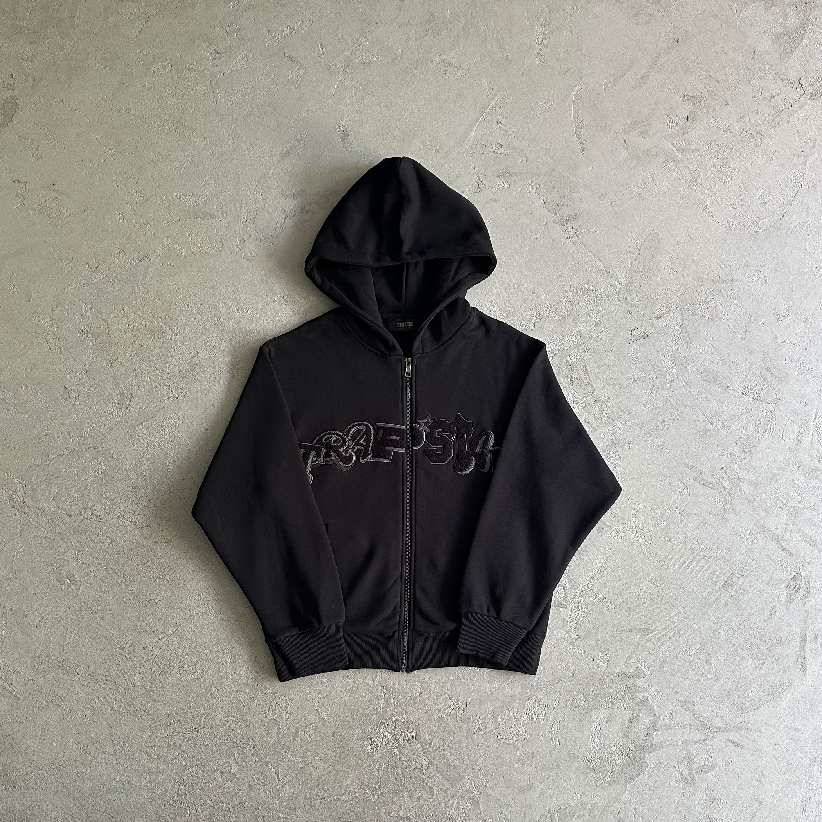 TRAPSTAR WILDCARD ZIP HOODED TRACKSUIT BLACK