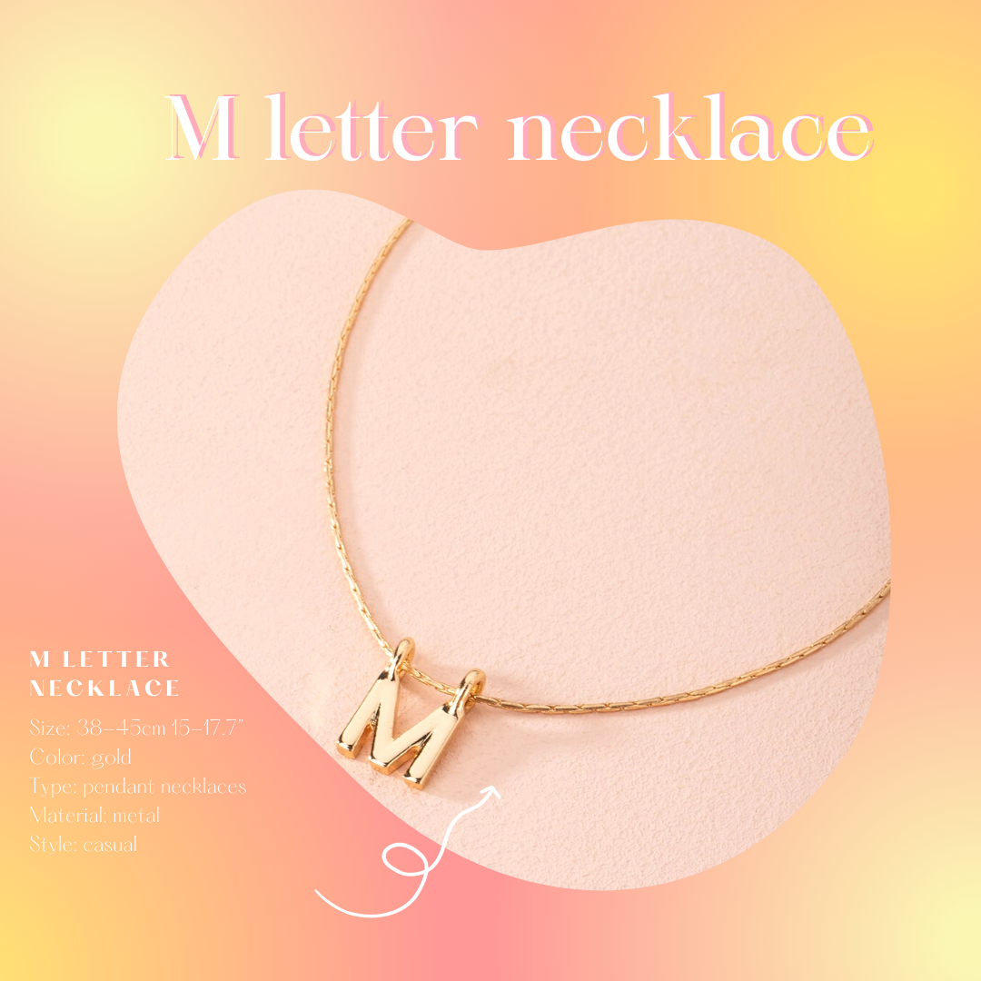 M letter charm necklace 