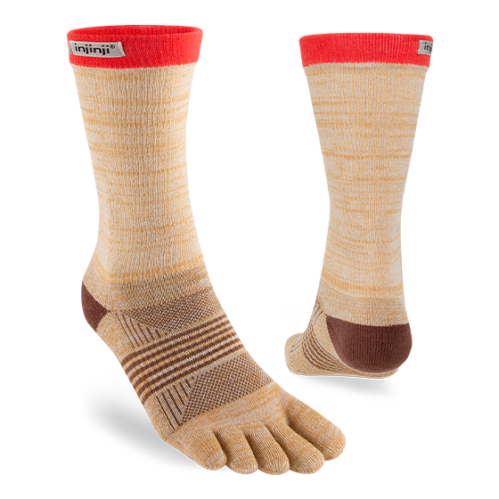 INJINJI ถุงเท้าวิ่งแยกนิ้ว ผู้หญิง  รุ่นเทรล ครึ่งแข้ง สีพาสเทล SPUR ของแท้