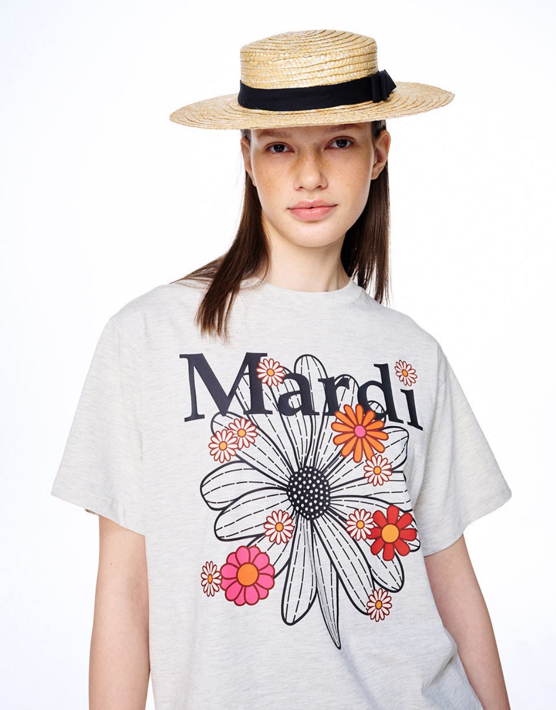 TSHIRT FLOWERMARDI BLOSSOM_OATMEAL BLACK