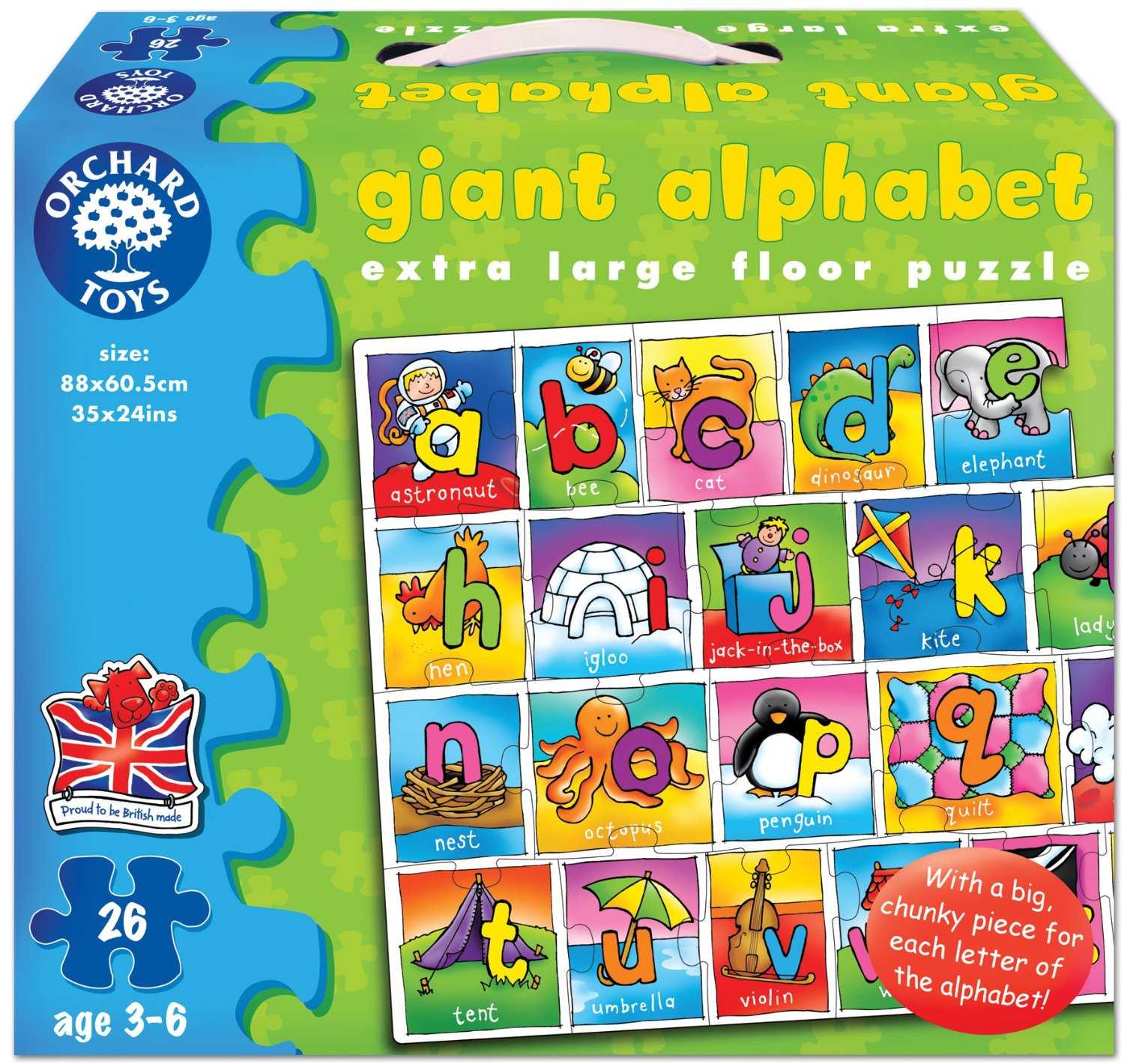 ORCHARD TOYS, Giant Alphabet Puzzle เรียนรู้ภาษาอังกฤษ A-Z สำหรับ 3 ปี+ ลิขสิทธิ์แท้ นำเข้าจากอังกฤษ