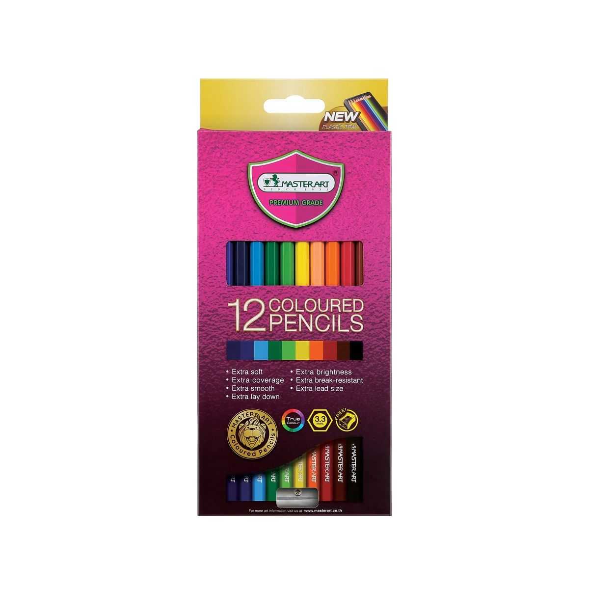 มาสเตอร์อาร์ตดินสอสีหัวเดียว แท่งยาว 12สี  (โหล12กล่อง)