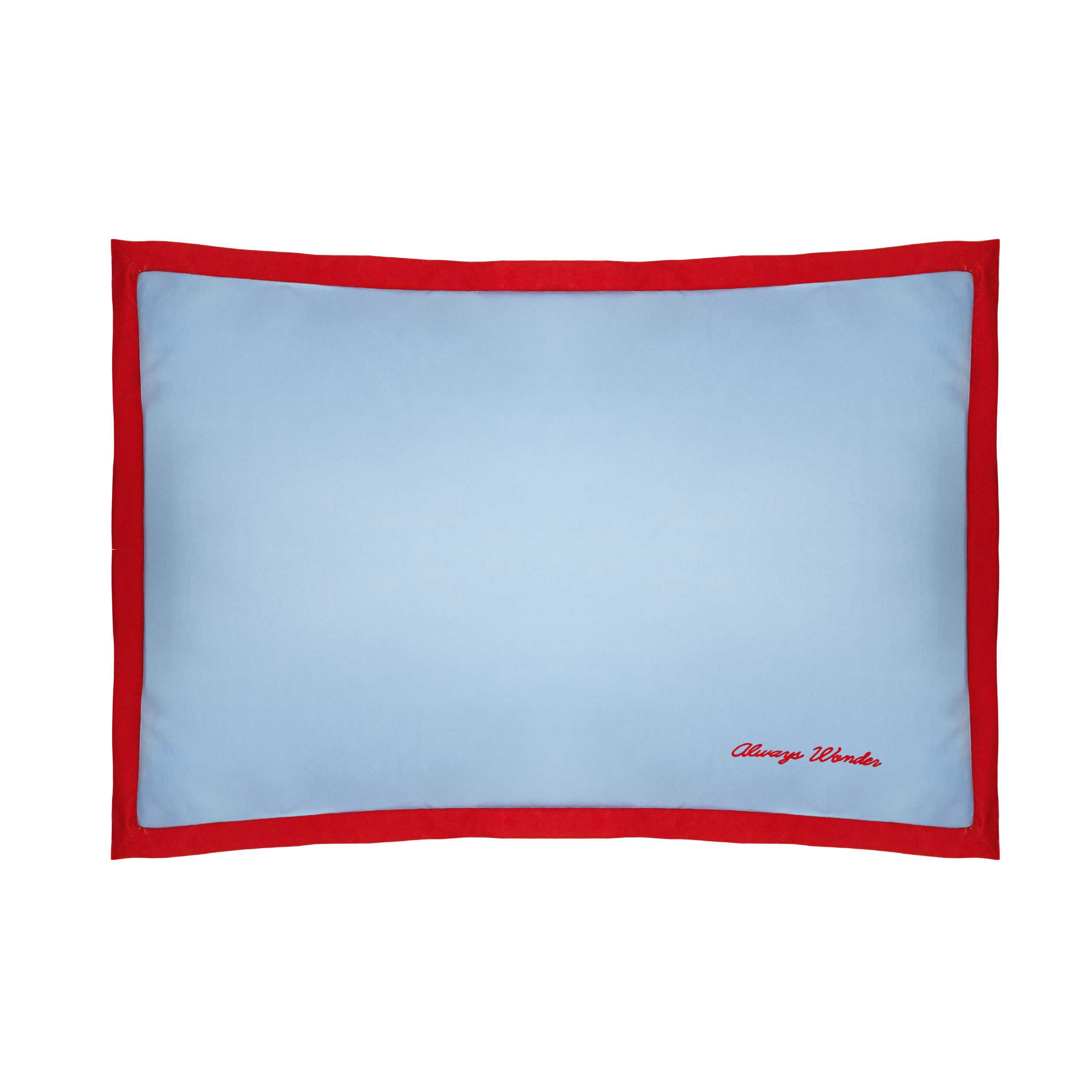 Easy Soft Pillow Case | Sky blue with cherry accent