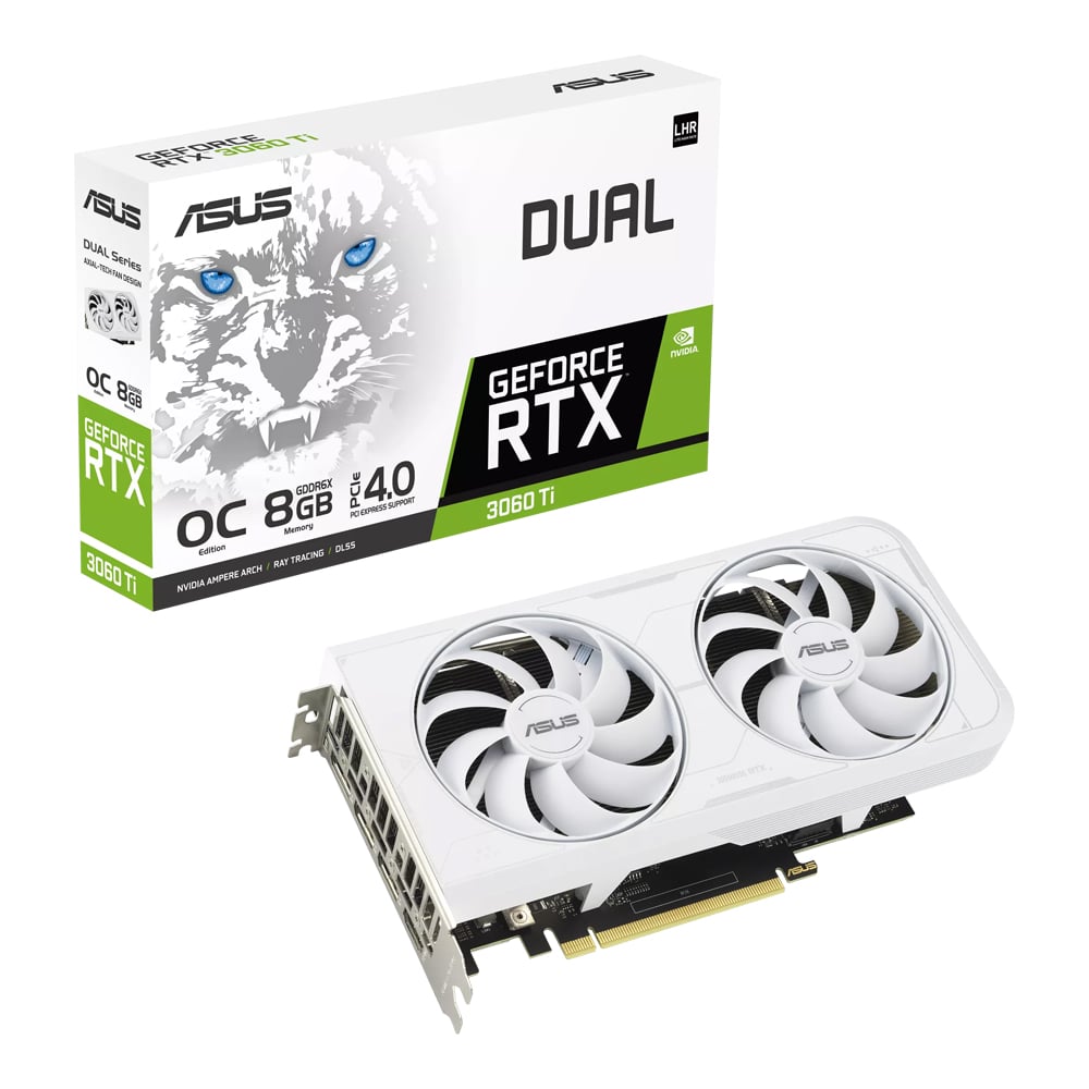 VGA (การ์ดแสดงผล) ASUS DUAL GEFORCE RTX 3060 TI WHITE OC EDITION 8GB GDDR6X [LHR]