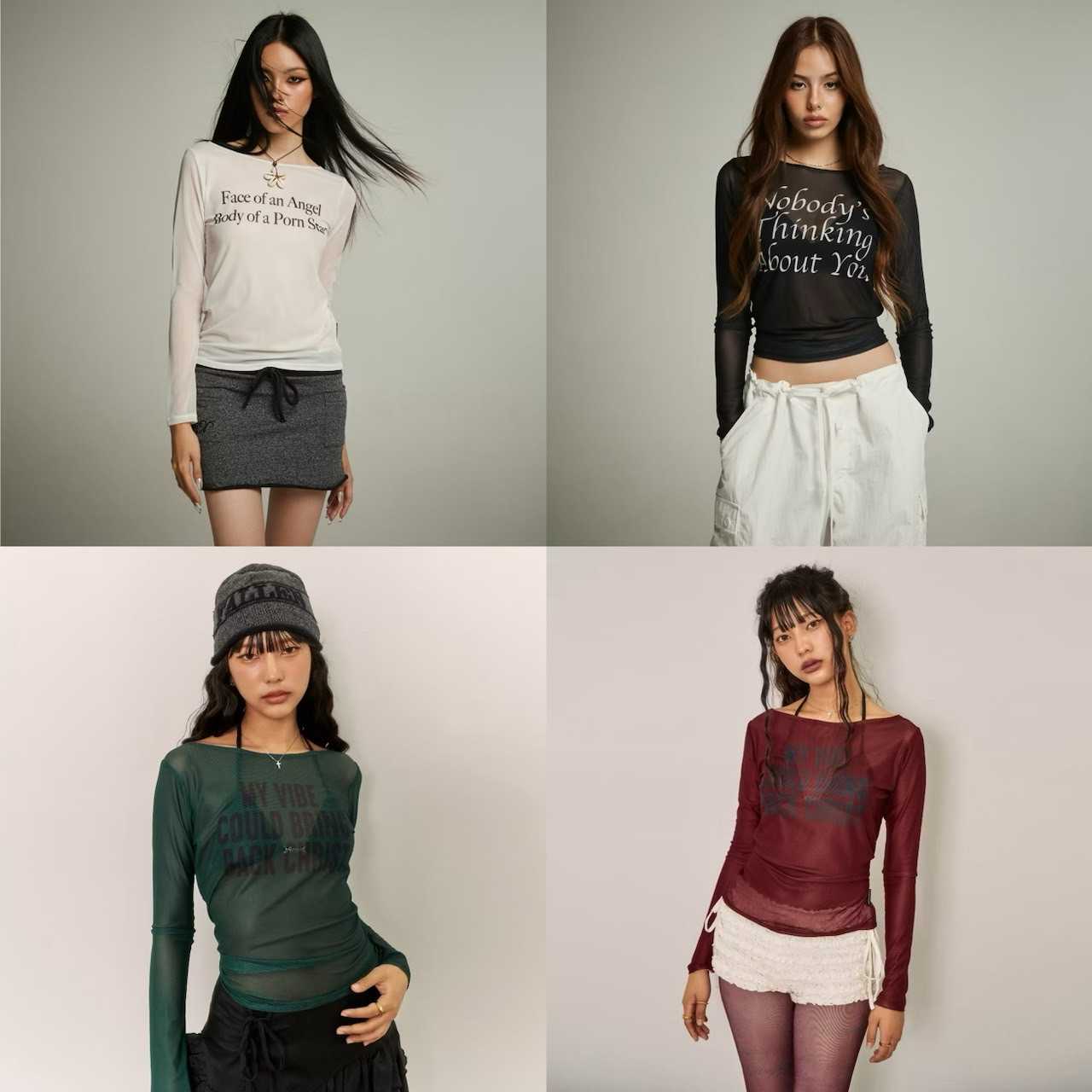LONG SLEEVE MESH TOP
