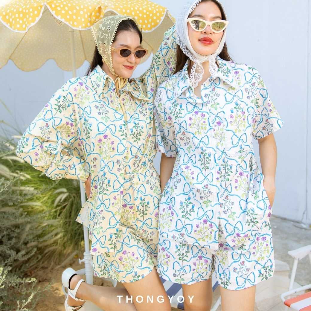 Set Ribbon เสื้อเชิ้ต&กางเกงขาสั้น (ขายทั้งเซตเเละขายเเยกชิ้น)