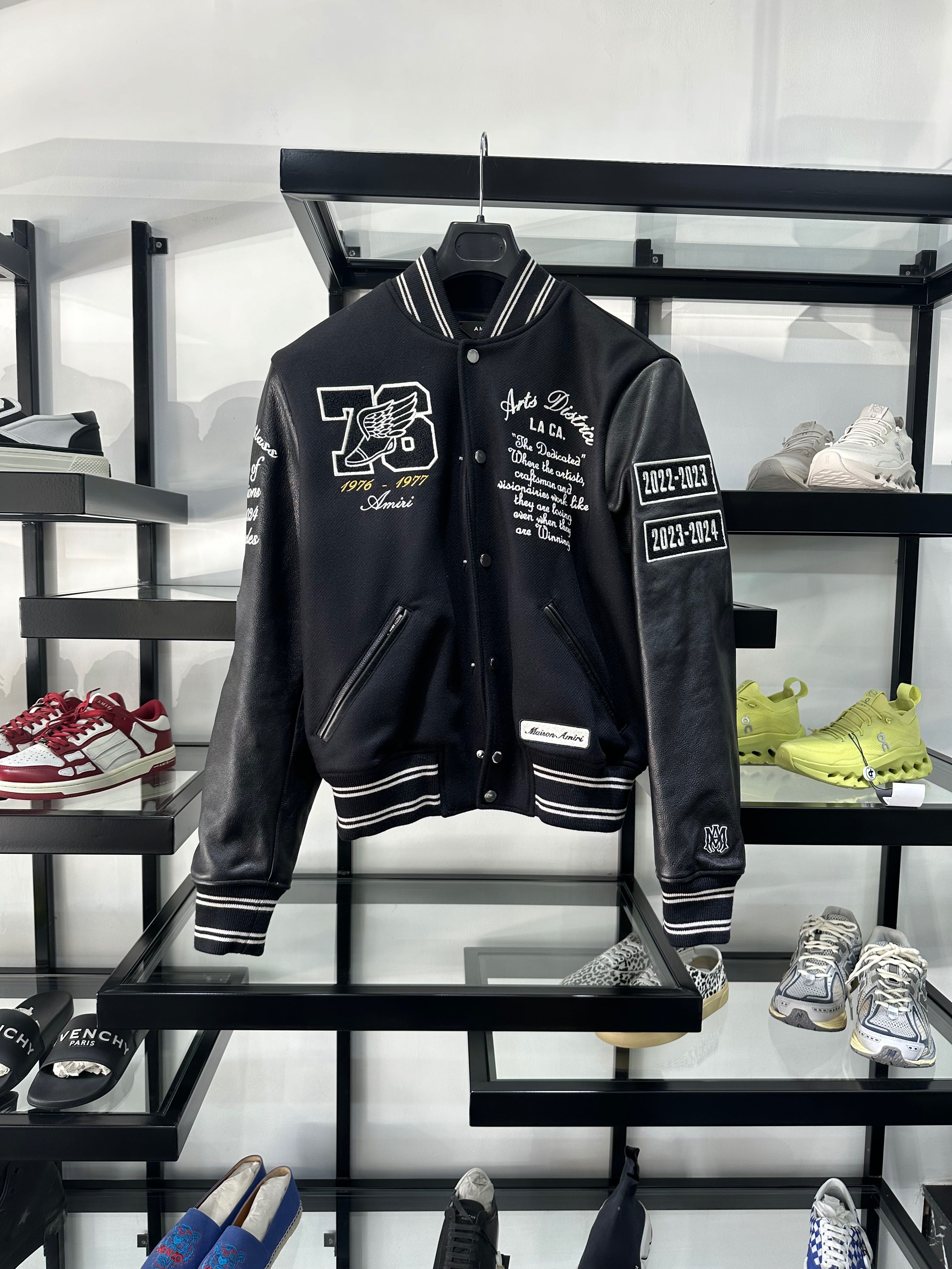 Amiri Leather-wool Eagle Varsity Jacket