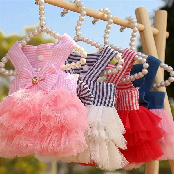 🇹🇭พร้อมส่ง🇹🇭 👑👗 เดรสฟรุ้งฟริ้ง แต่งระบาย 👗👑 for สุนัข หมา แมว