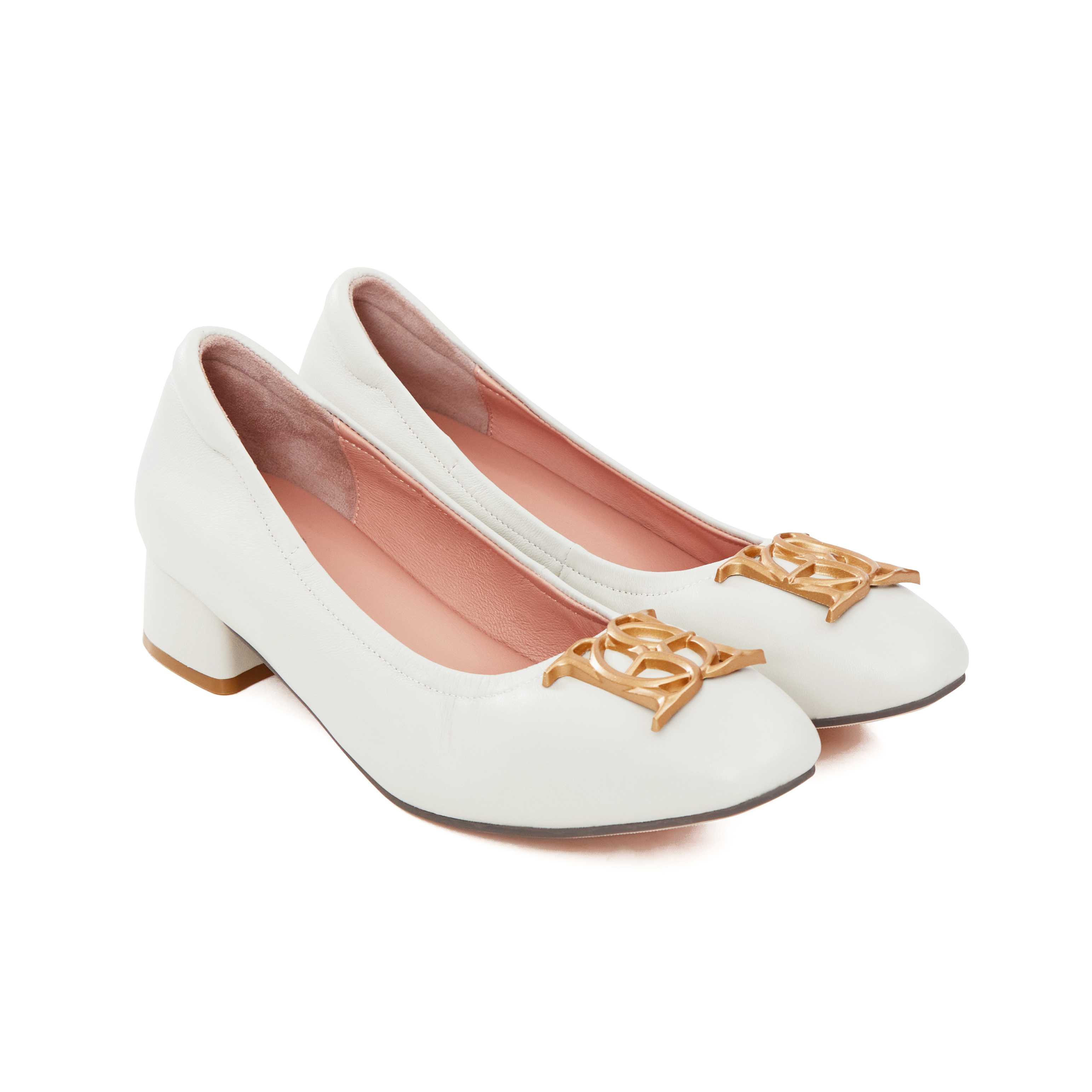 OandB Audrey Crest Classic Heels in Greatest White