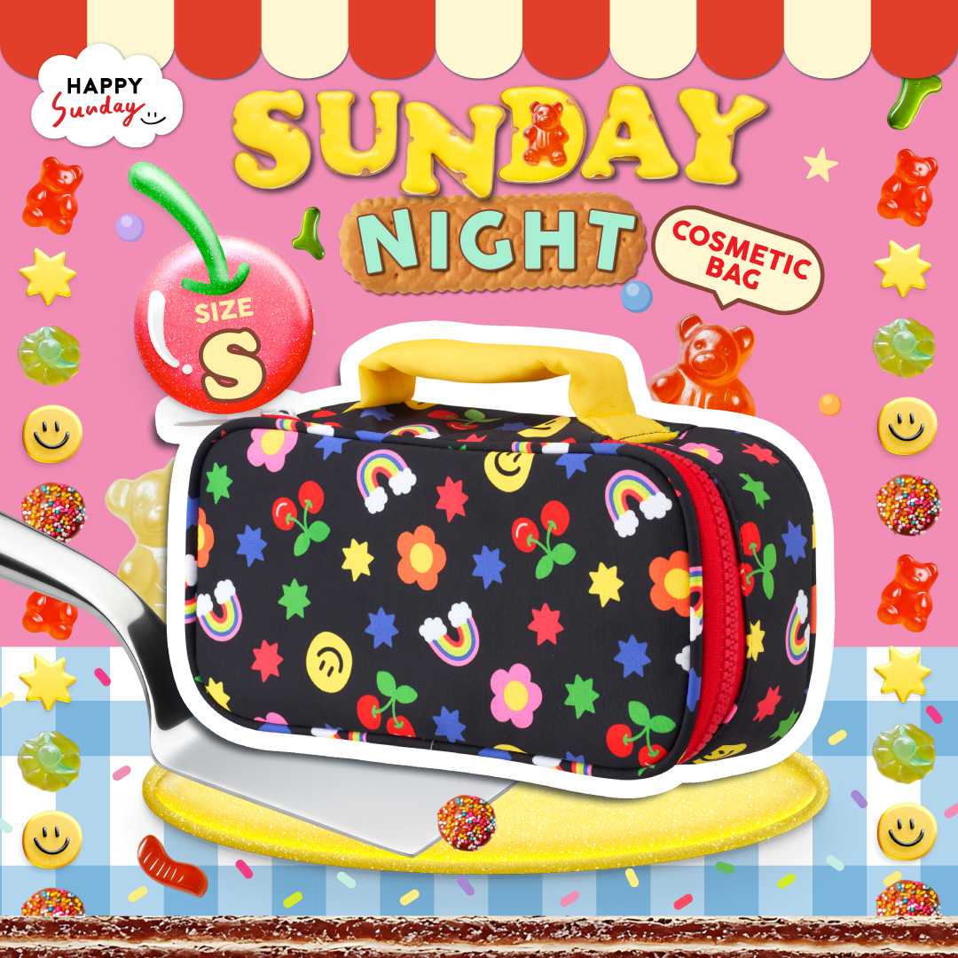 [SIZE S] HAPPY SUNDAY COSMETIC BAG กระเป๋าเครื่องสำอาง SUNDAY NIGHT