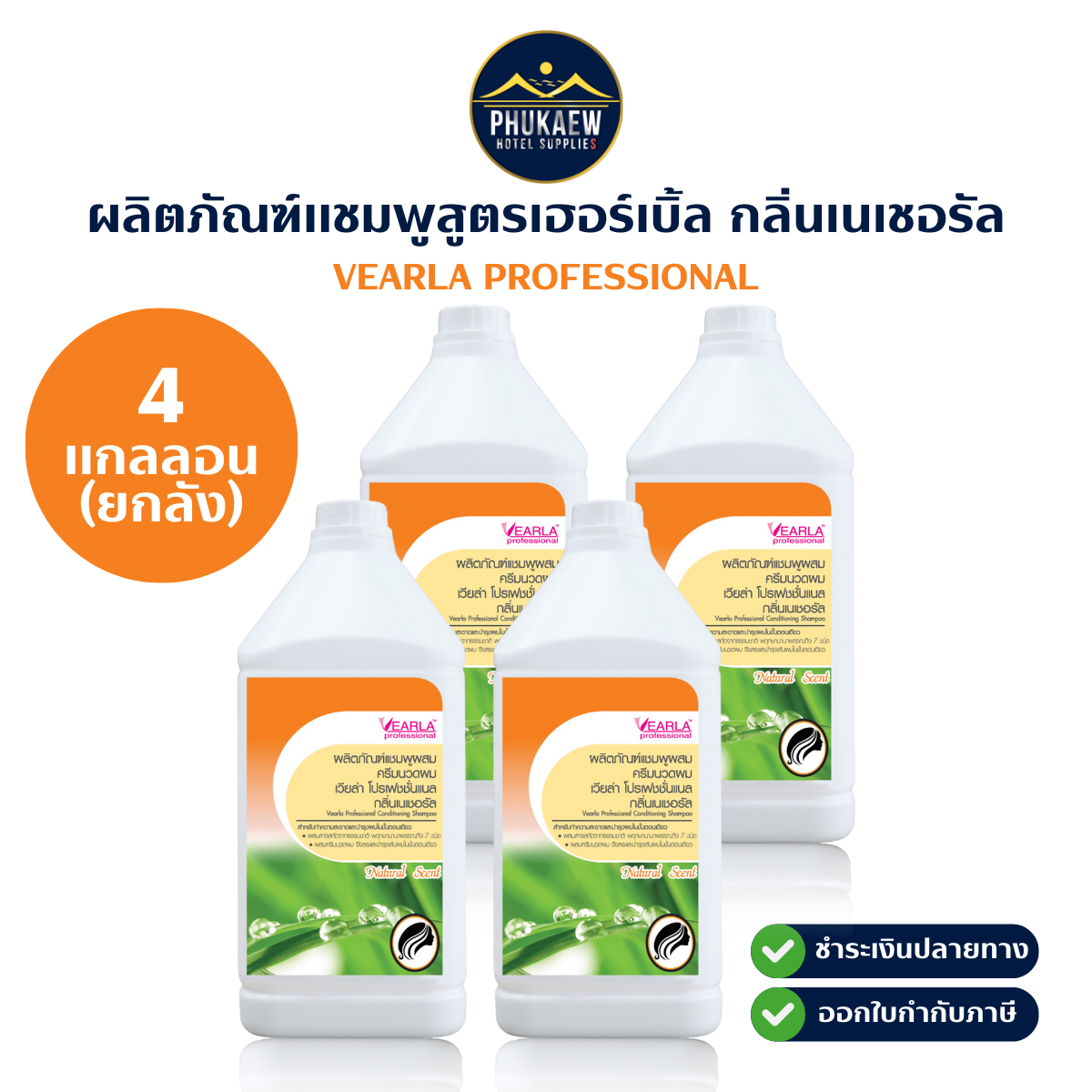 ผลิตภัณฑ์แชมพูผสมครีมนวดผม เวียล่า โปรเฟชชั่นแนล กลิ่นเนเชอรัล ยกลัง 4 แกลลอน x 3.8 ลิตร