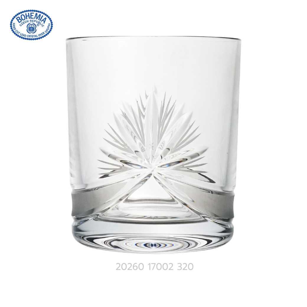 แก้ววิสกี้ลายม่าน Bohemia Crystal 320 ml (Hand Cut)