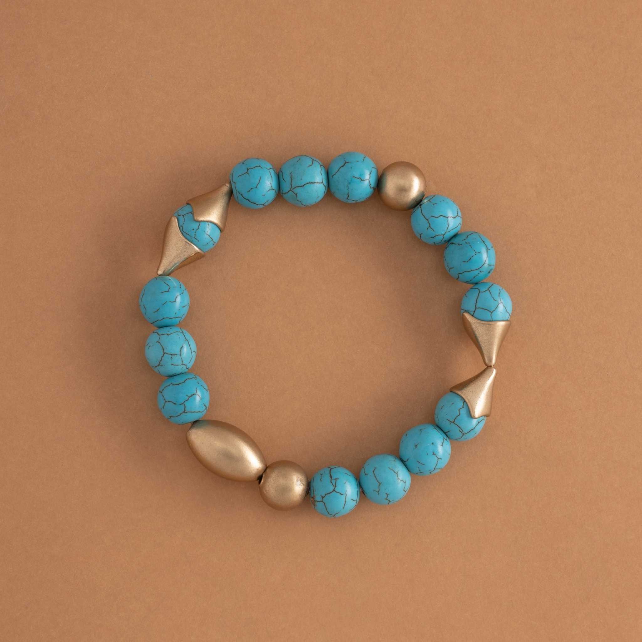 TURQUOISE BEAD STRETCHY BRACELET