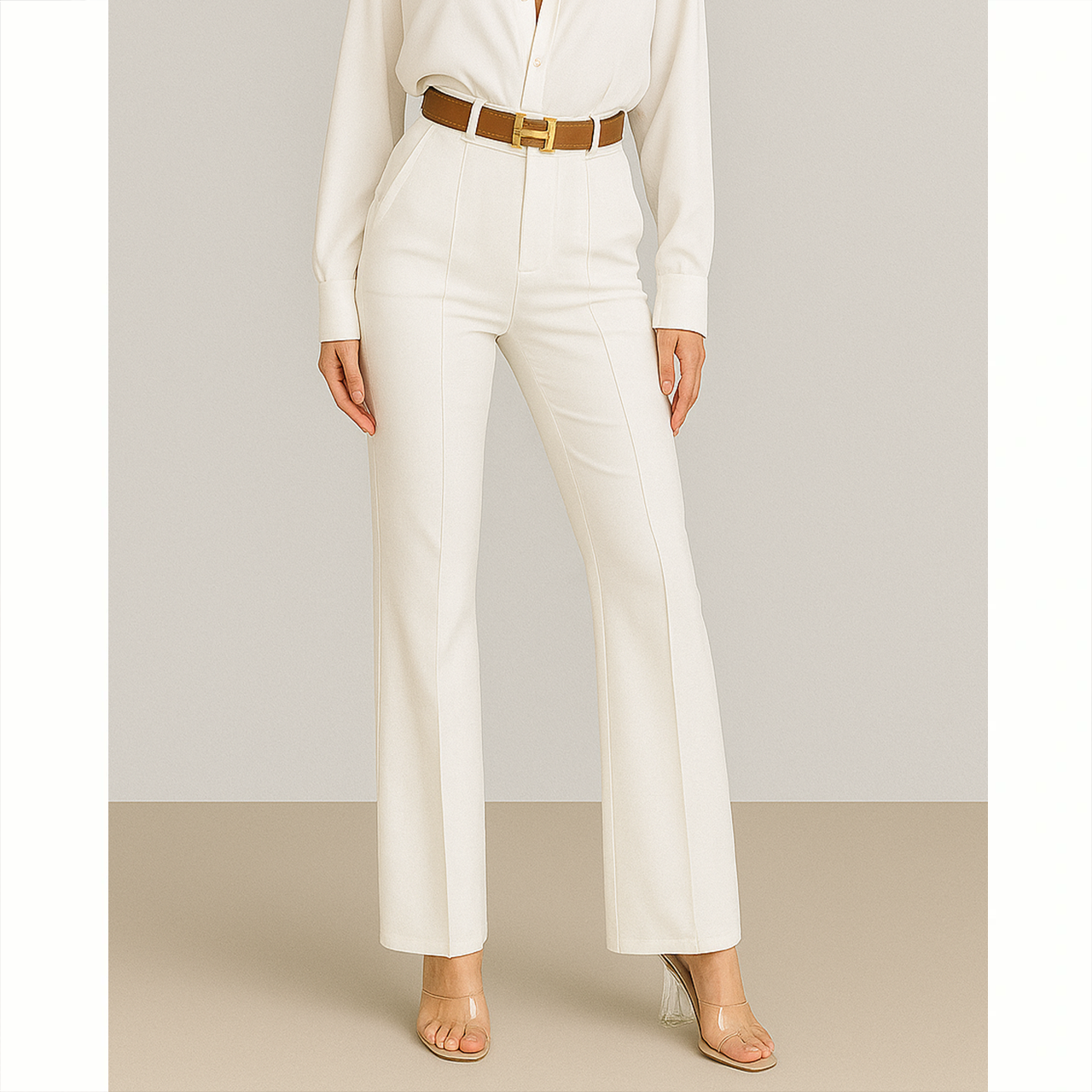MMCHIC High Rise Pants (White)