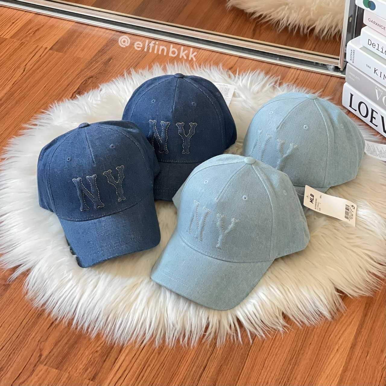 MLB Coopers Embologo Denim Cap NY  หมวกแก๊ปยีนส์ สีฟ้า สีน้ำเงิน ยีนส์อ่อน ยีนส์เข้ม