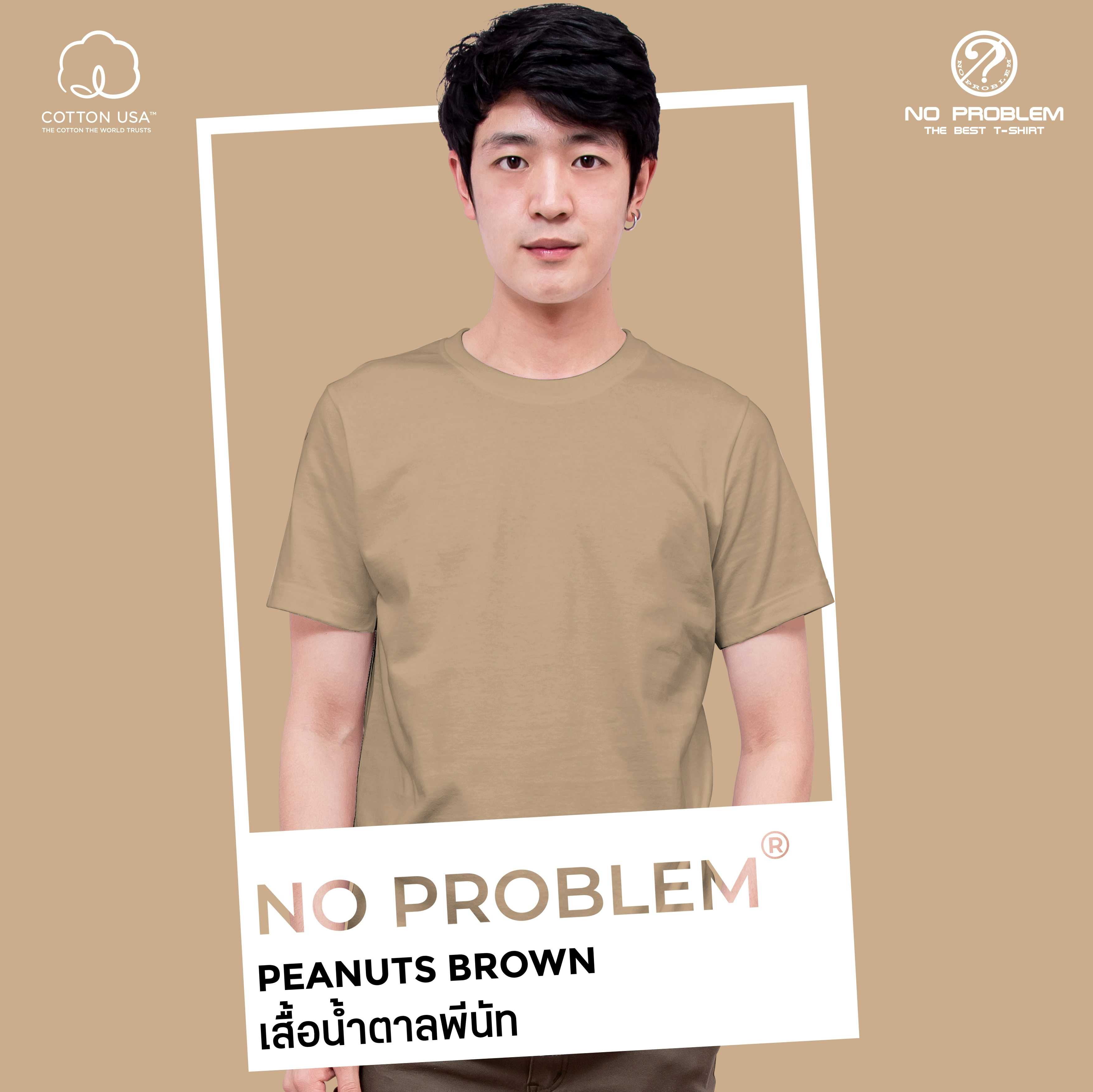 เสื้อยืดคอกลม สีน้ำตาลพีนัท  No problem - Basic Tee NO.0020 Cotton100% Easy Tone