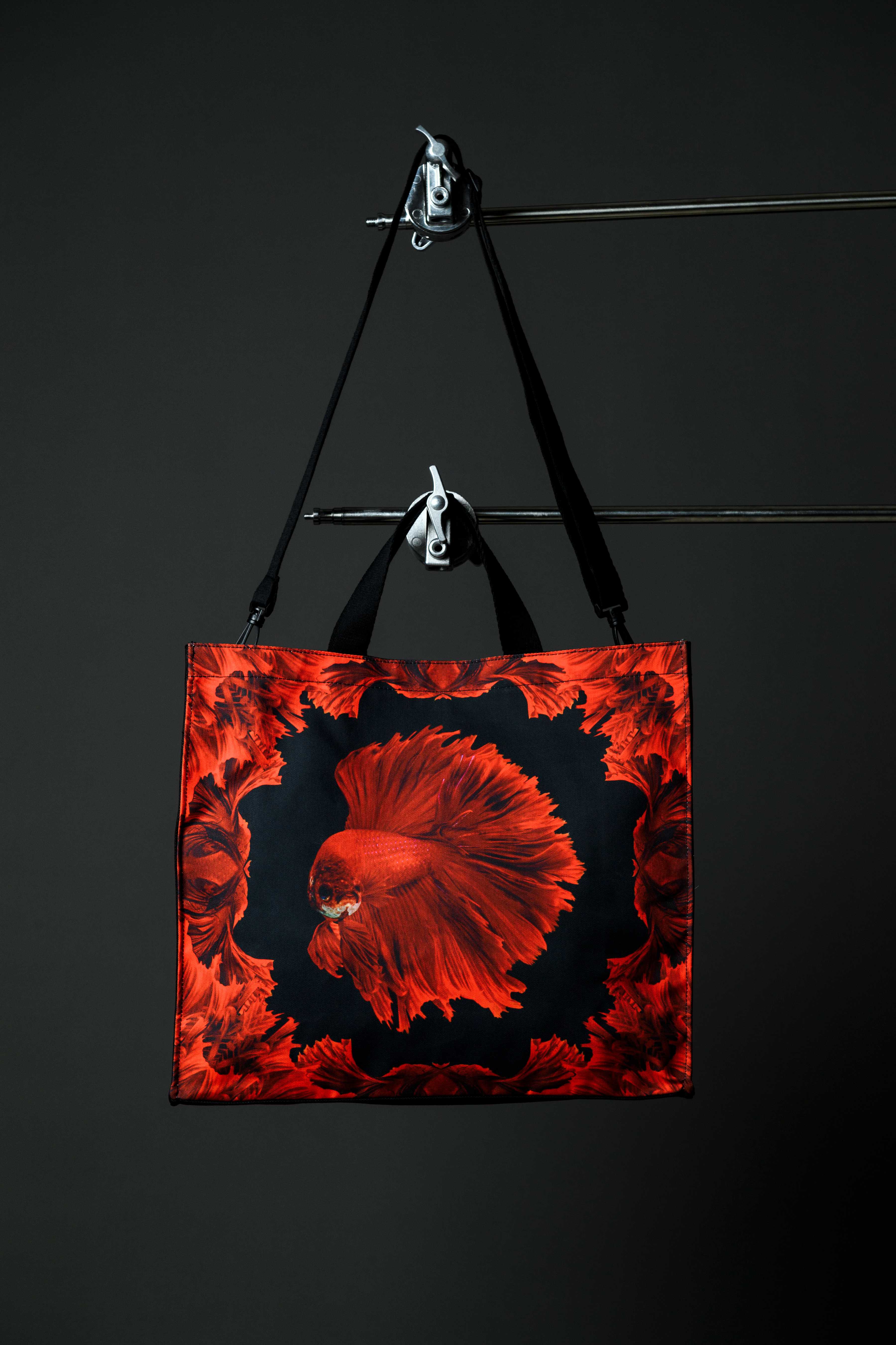 Red Black Halfmoon Betta XL Tote - Black/Red