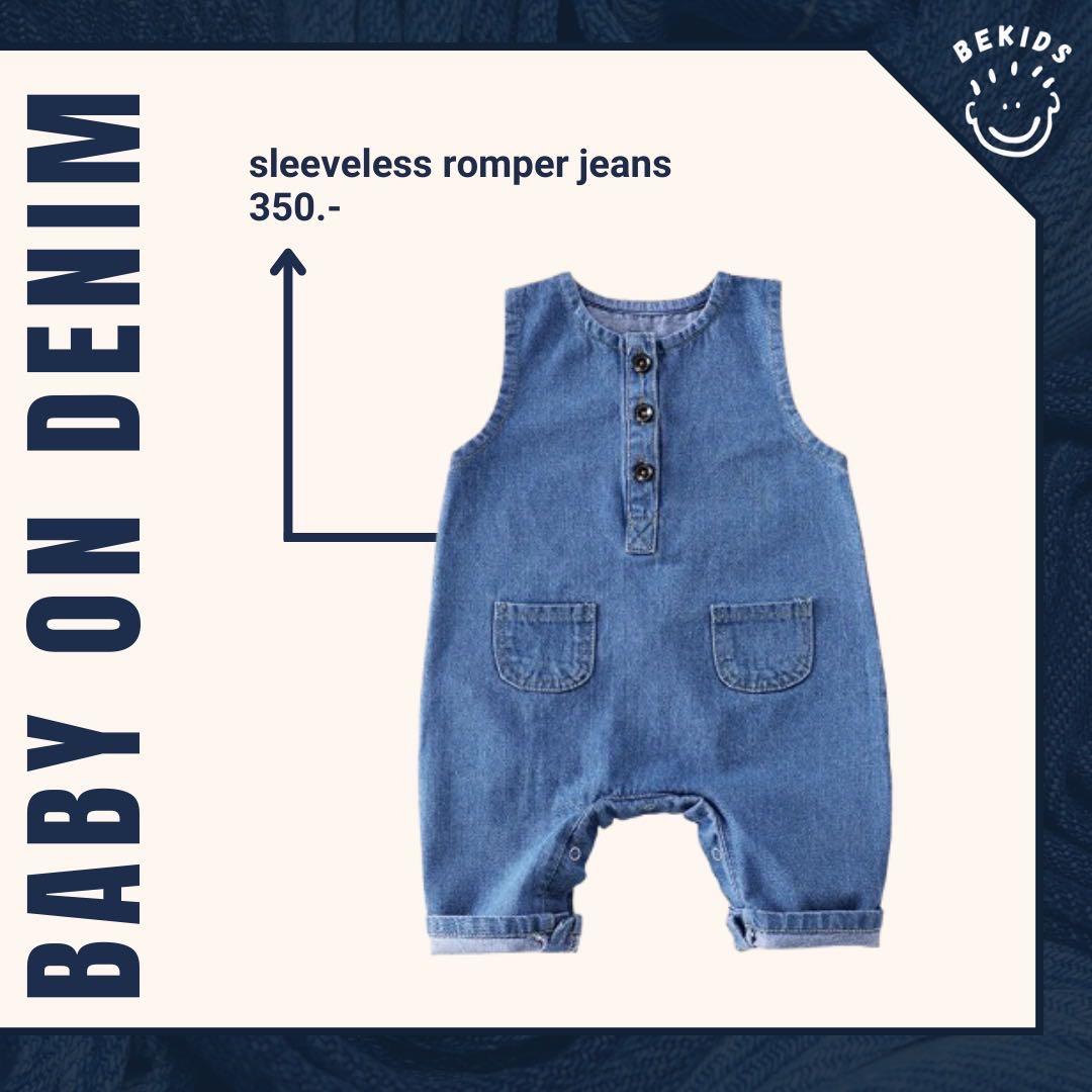 Sleeveless Romper Denim (3 buttons)