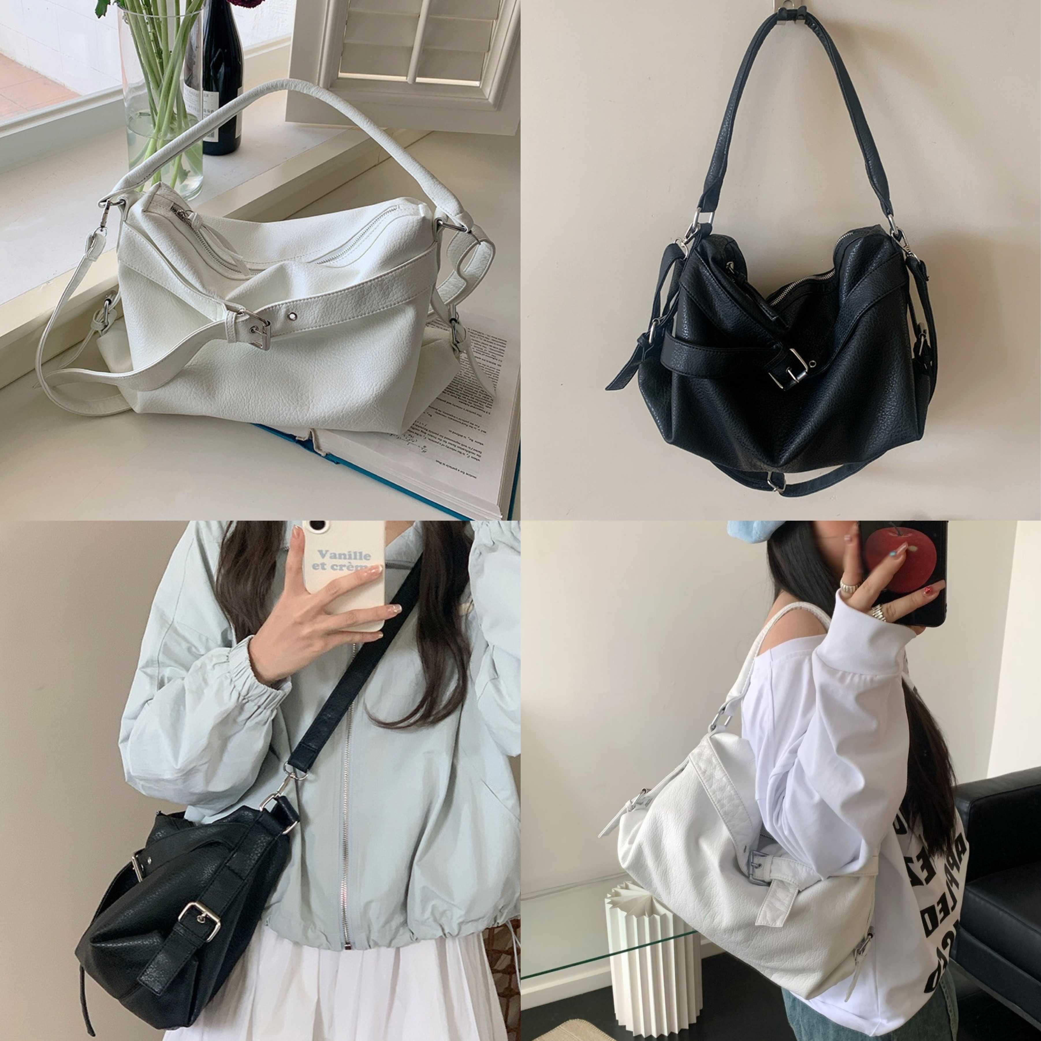 [PRE-ORDER] กระเป๋าหนัง ใบใหญ่ใส่ของได้ครบทุกสิ่ง ดีเทลแต่งเข็มขัด ใส่ ipad ได้ สะพายข้างได้ | QB281