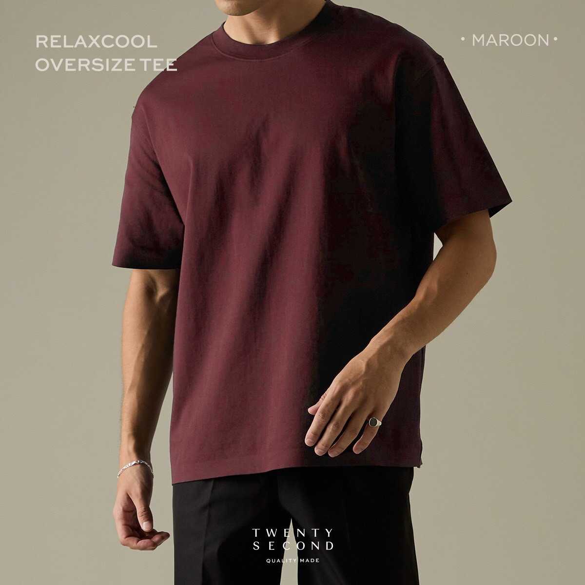 RELAXCOOL OVERSIZE TEE - MAROON