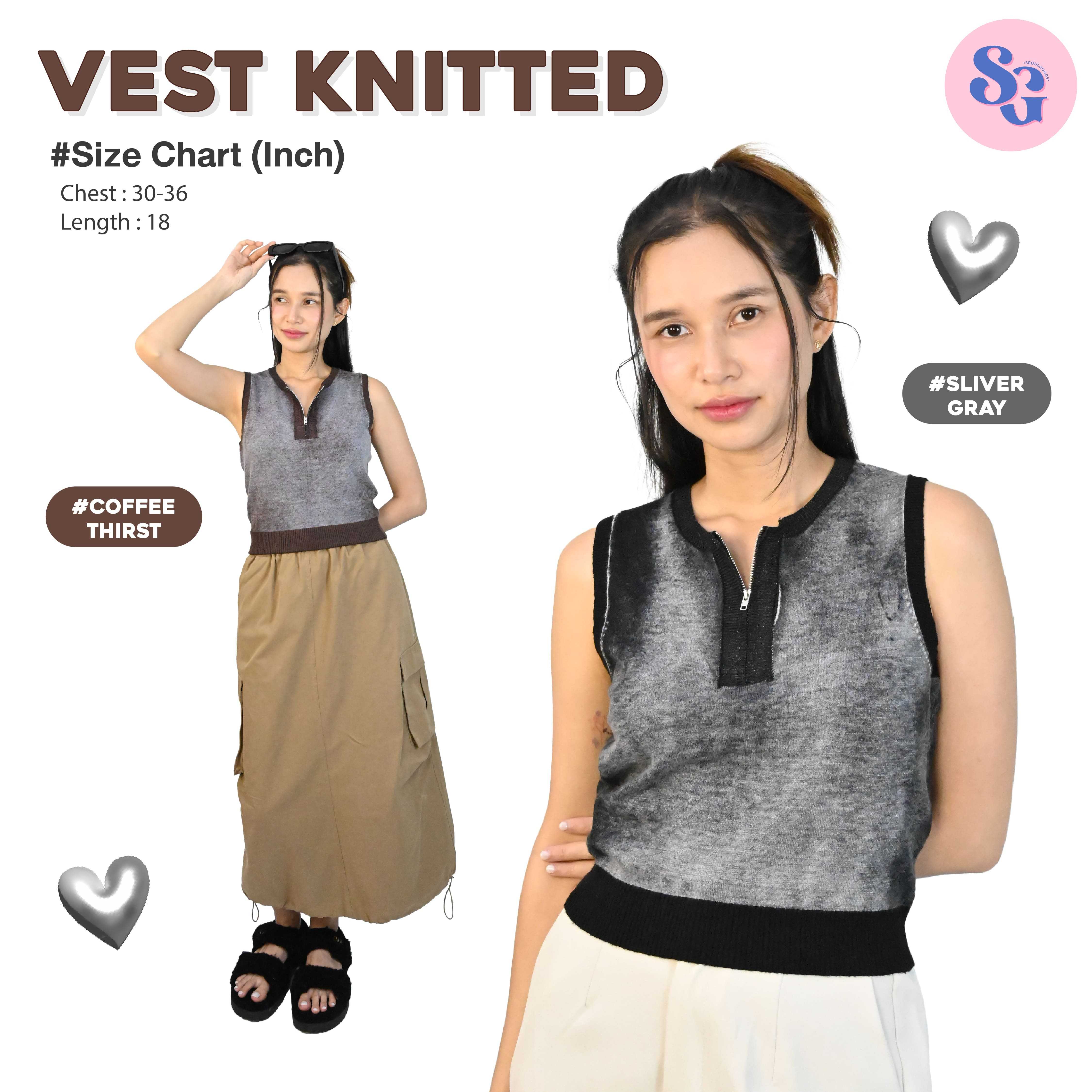 (พร้อมส่ง) Vest knitted เสื้อไหมพรมแขนกุด