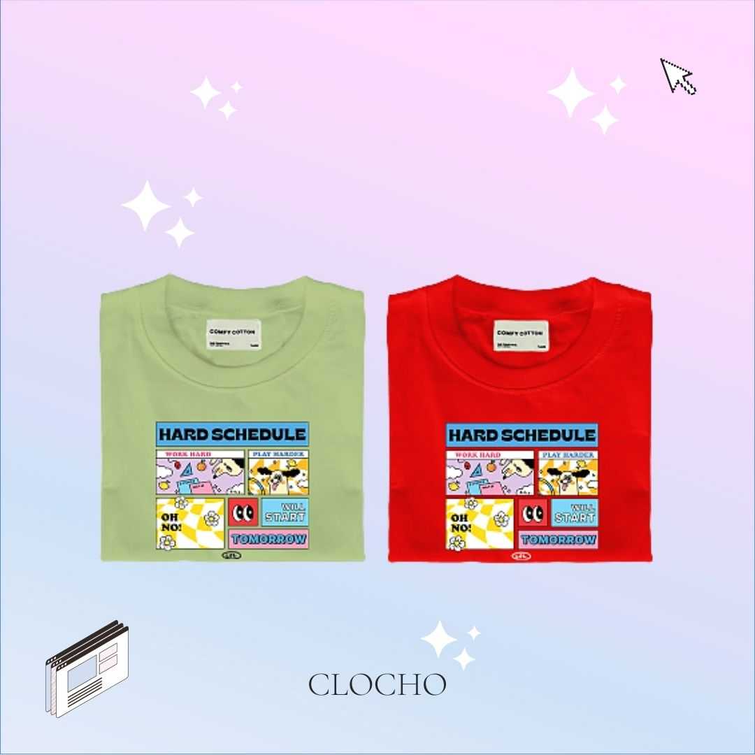 เสื้อยืด Oversize ลาย HARD SCHEDULE รุ่น 𝗖𝗼𝗺𝗳𝘆 𝗖𝗼𝘁𝘁𝗼𝗻